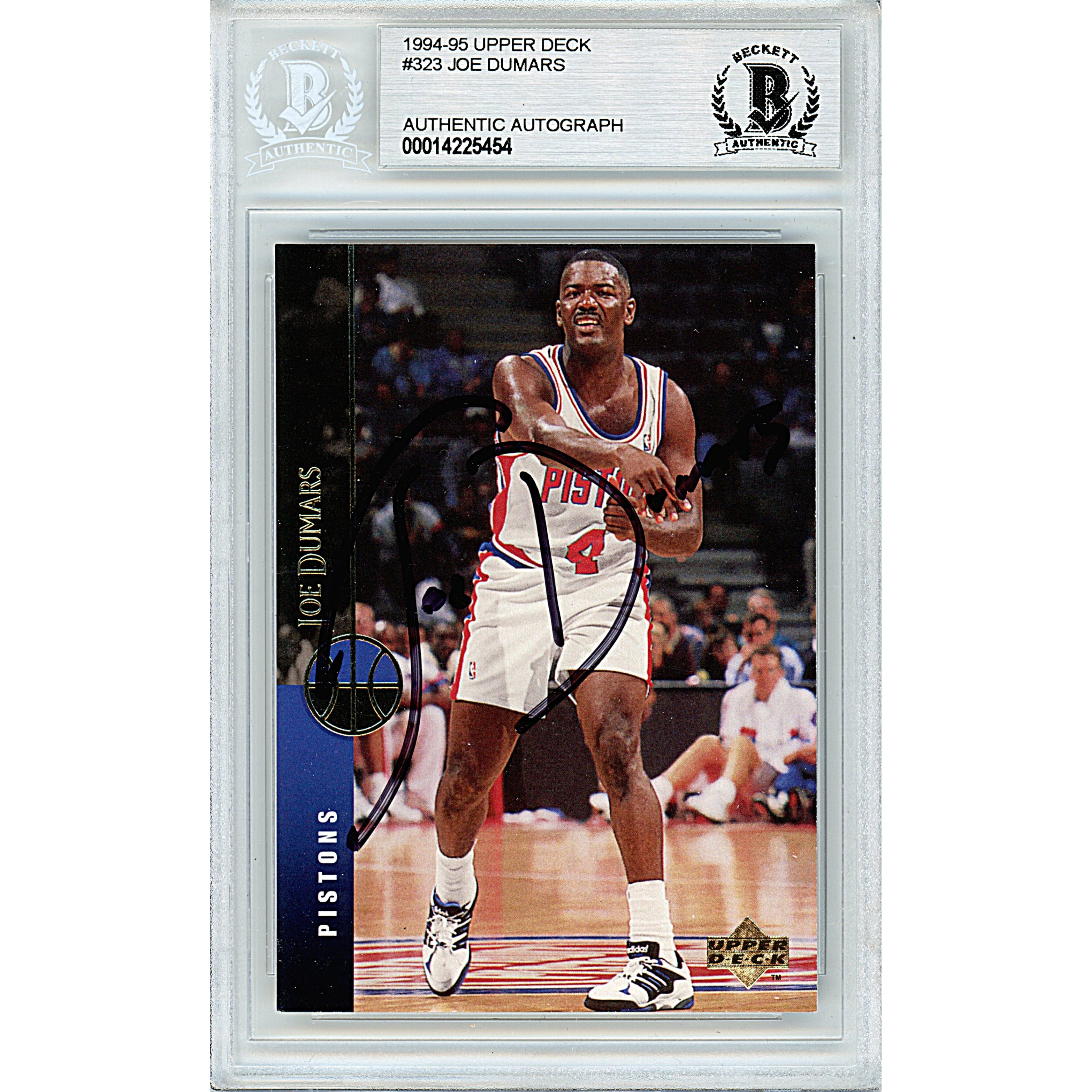 Joe Dumars autographed trading card – full view – Beckett COA