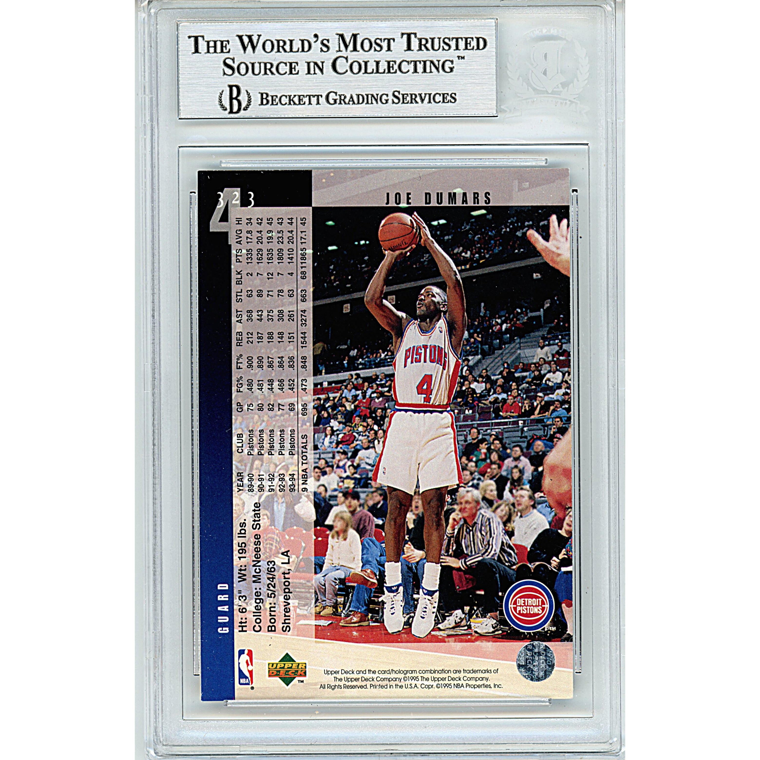 Joe Dumars signed trading card – signature close-up – Beckett COA