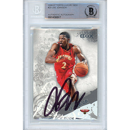 Basketballs- Autographed- Joe Johnson Signed Atlanta Hawks 2006-2007 Topps Luxury Box Basketball Card Beckett Slabbed 00014390917 - 101