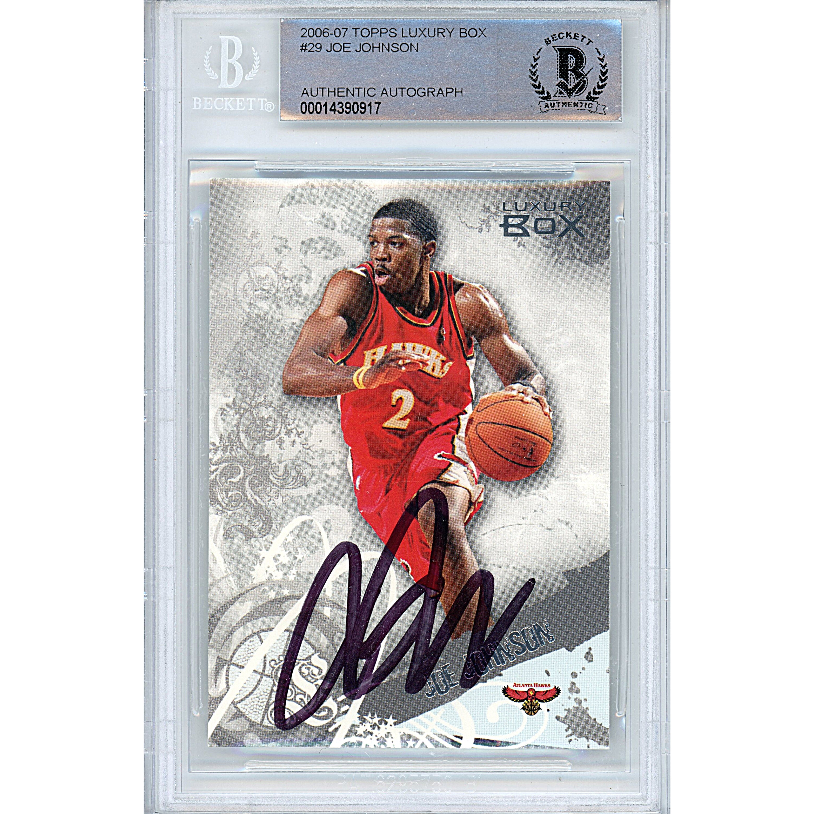 Joe Johnson autographed trading card – full view – Beckett COA