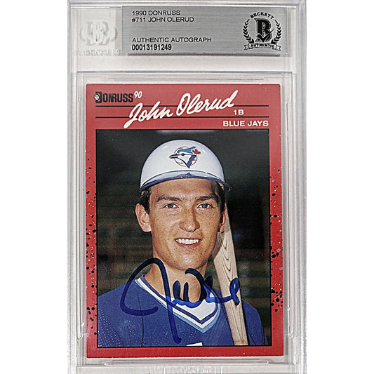 Baseballs- Autographed- John Olerud Signed Toronto Blue Jays 1990 Donruss Baseball Card Beckett BAS Slabbed 101