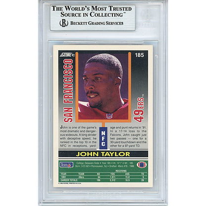 Footballs- Autographed- John Taylor Signed San Francisco 49ers 1992 Score Football Card Beckett BAS Slabbed 00013695425 - 102
