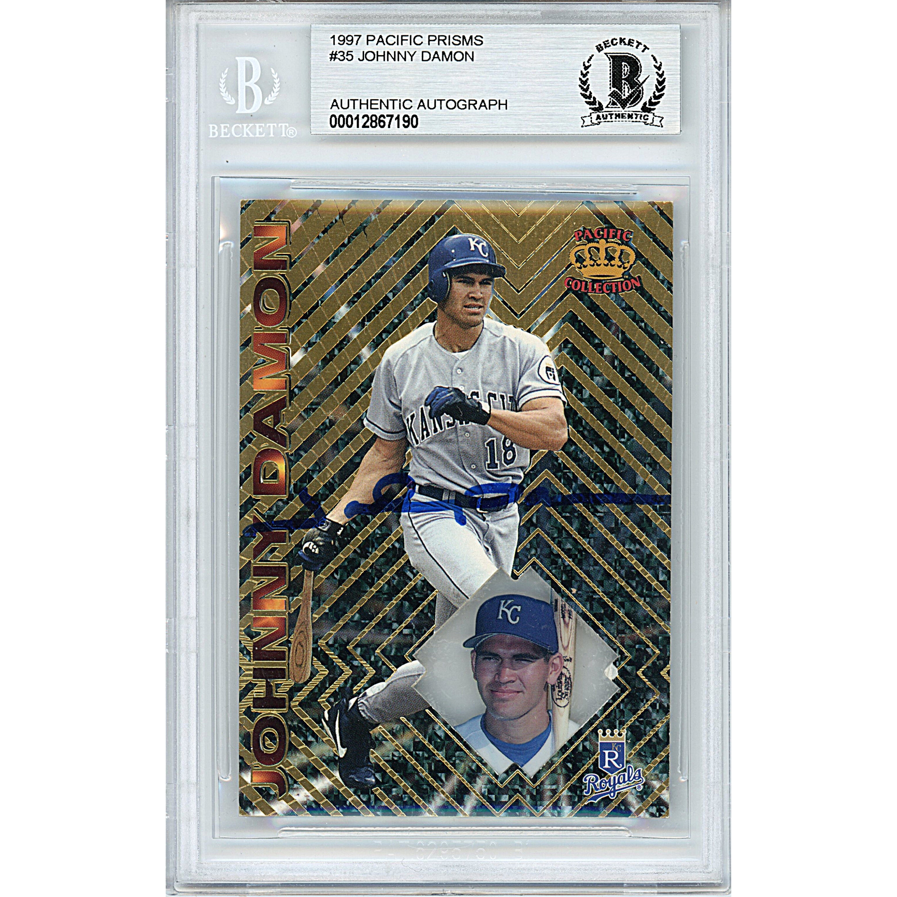 Johnny Damon autographed trading card – full view – Beckett COA