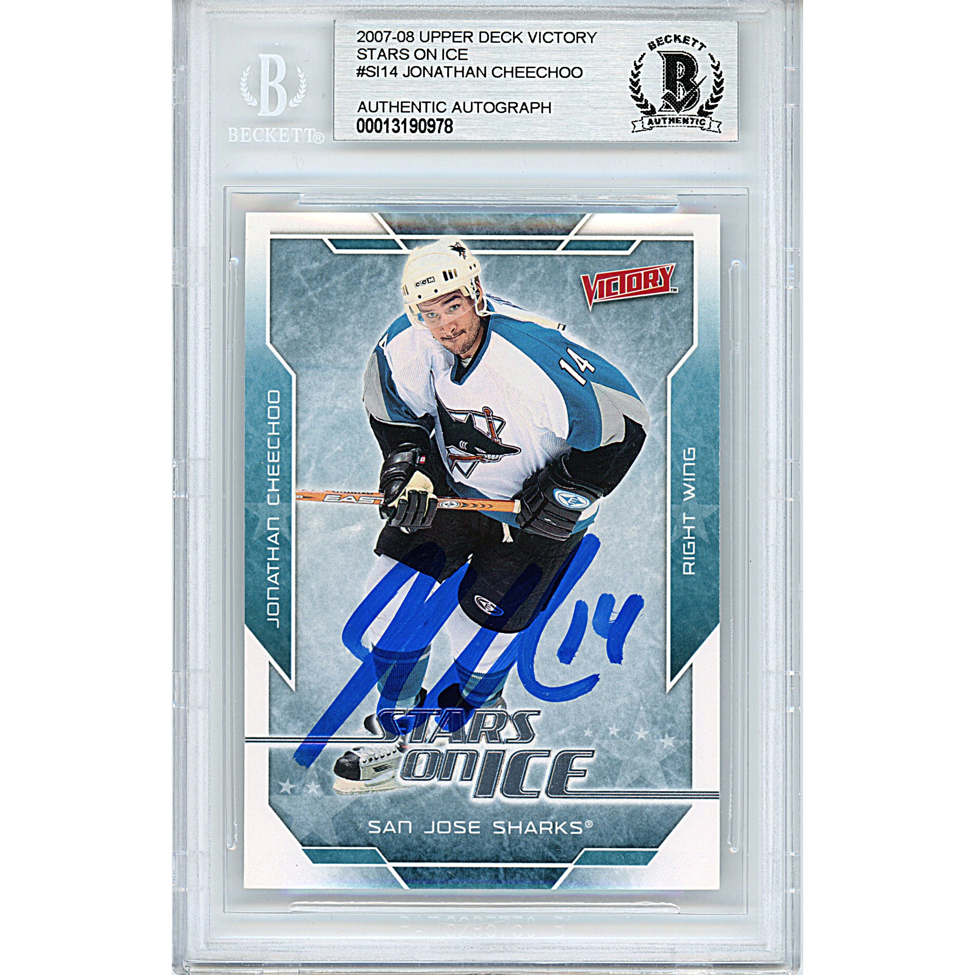 Jonathan Cheechoo autographed trading card – full view – Beckett COA
