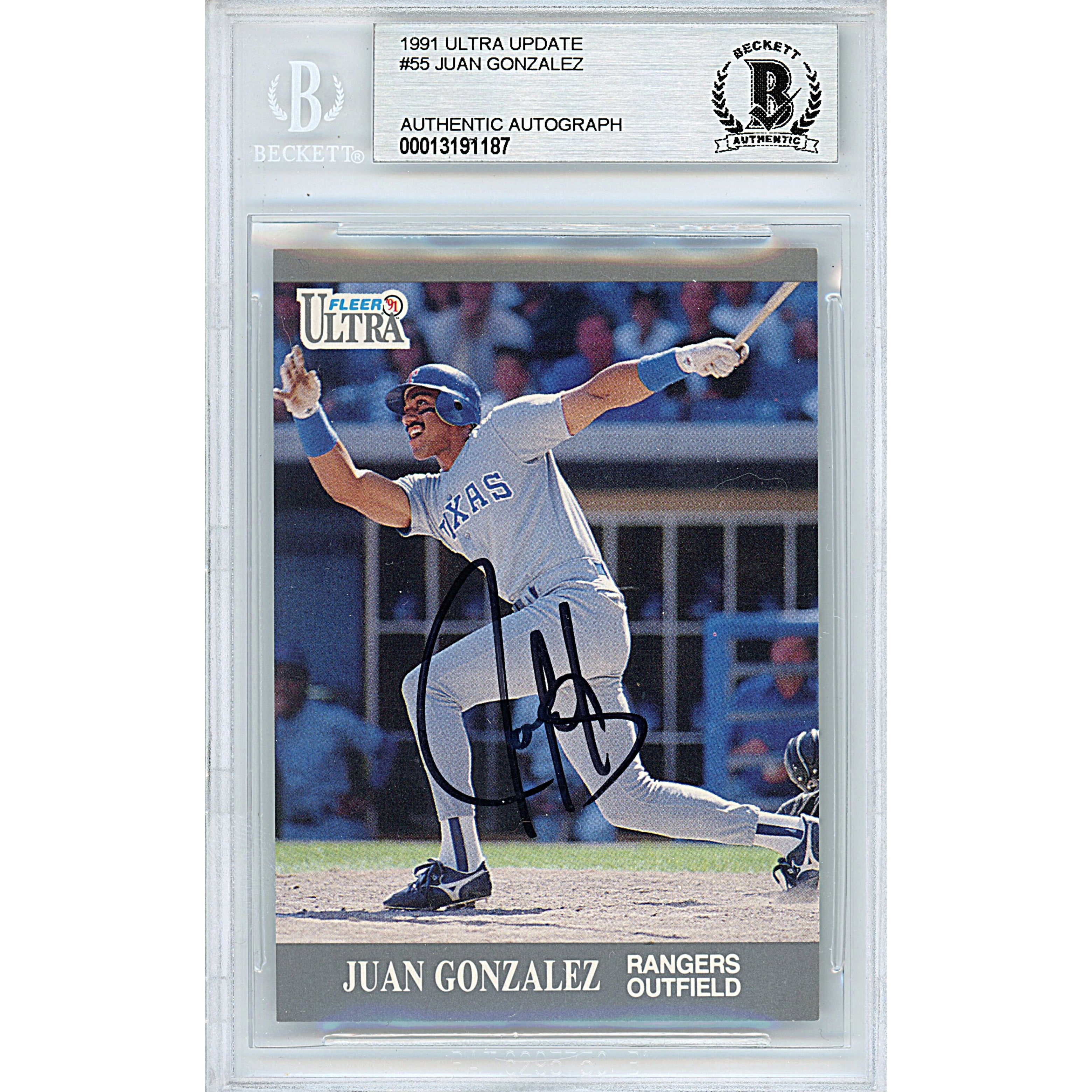 Juan Gonzalez autographed trading card – full view – Beckett COA