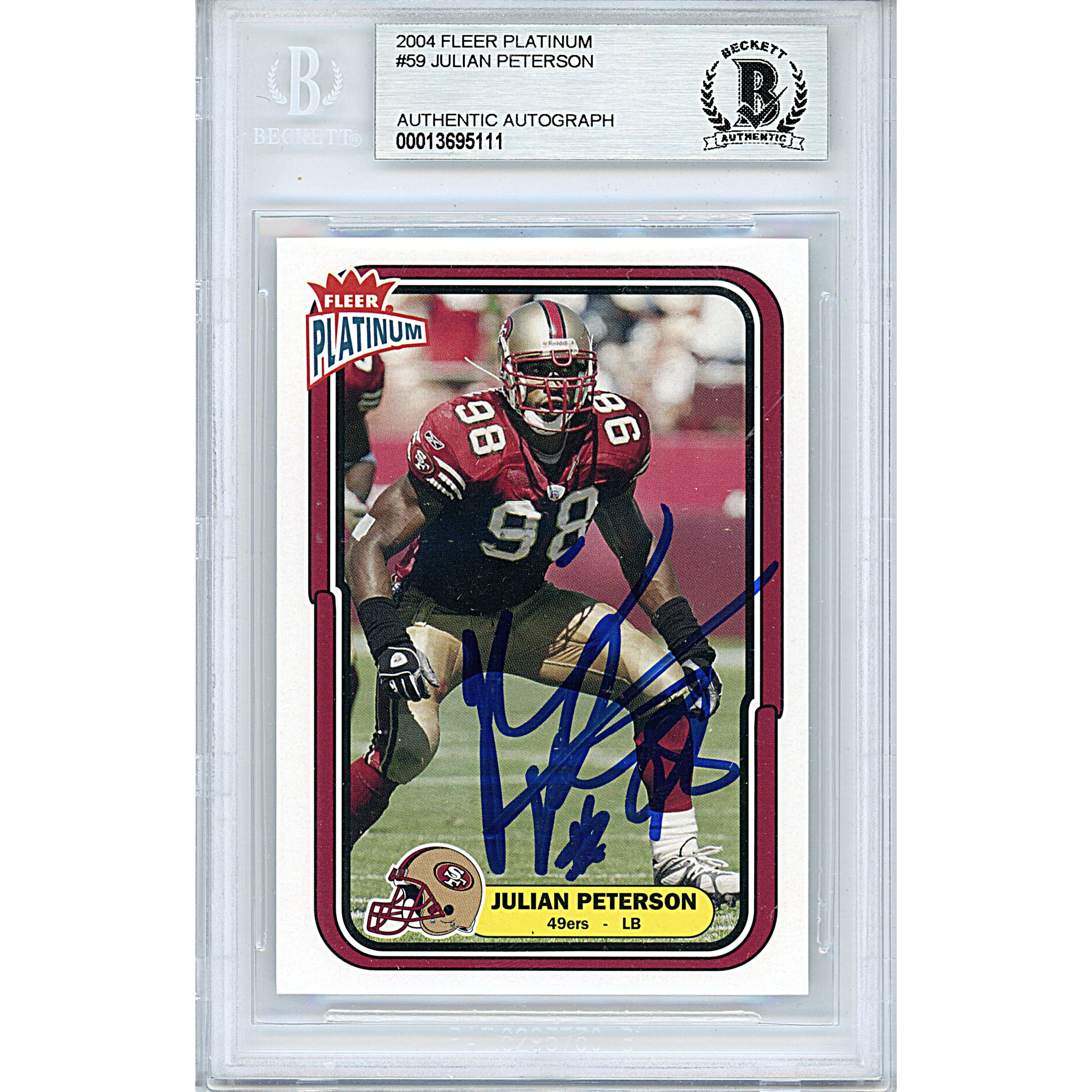 Julian Peterson autographed trading card – full view – Beckett COA