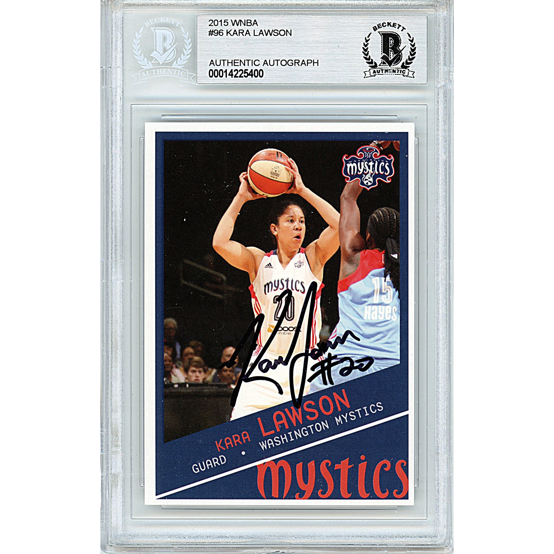 Basketballs- Autographed- Kara Lawson Signed Washington Mystics 2015 WNBA Basketball Card Beckett BAS Slabbed 00014225400 - 101