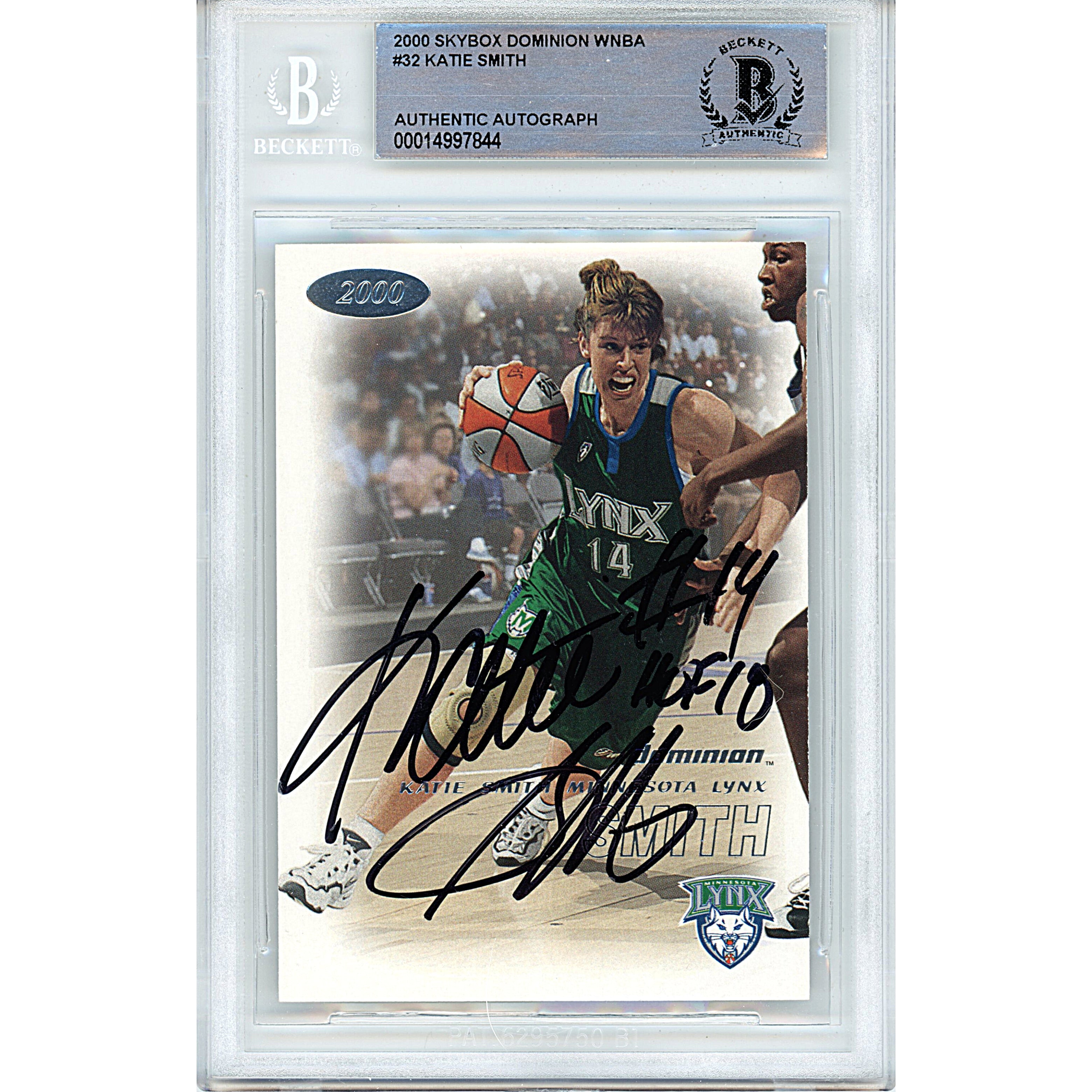 Katie Smith autographed trading card – full view – Beckett COA