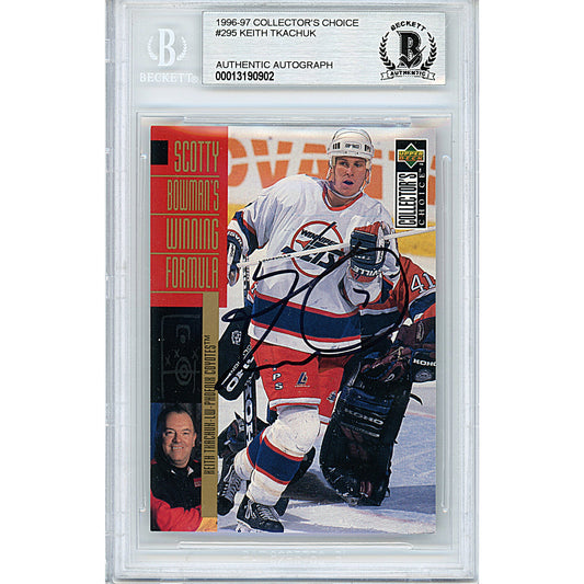 Hockey- Autographed- Keith Tkachuk Signed Winnipeg Jets 1996-1997 Upper Deck Collectors Choice Hockey Card Beckett BAS Slabbed 00013190902 - 101