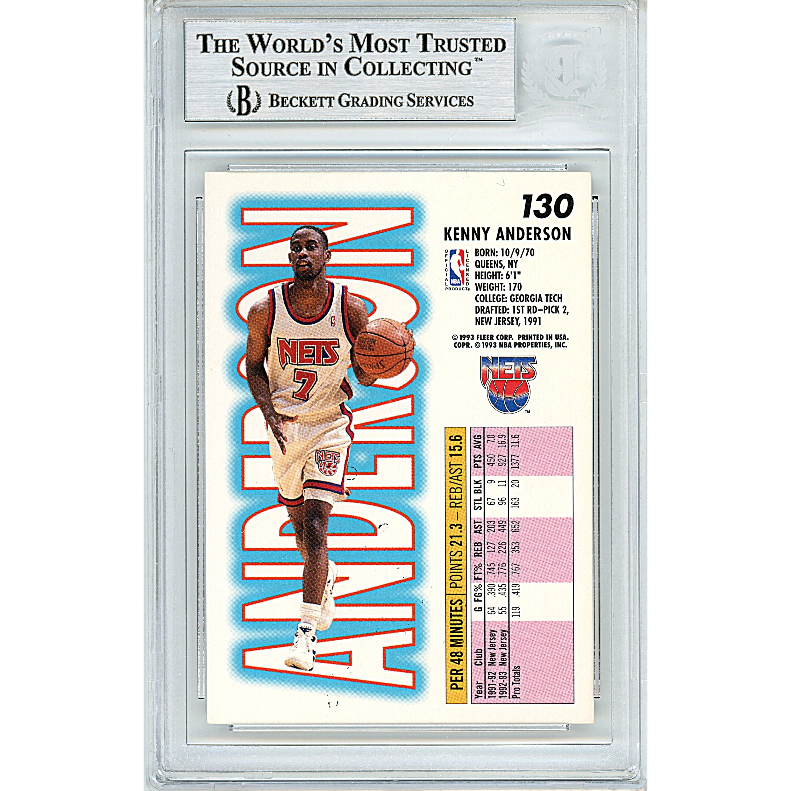 Kenny Anderson signed trading card – signature close-up – Beckett COA