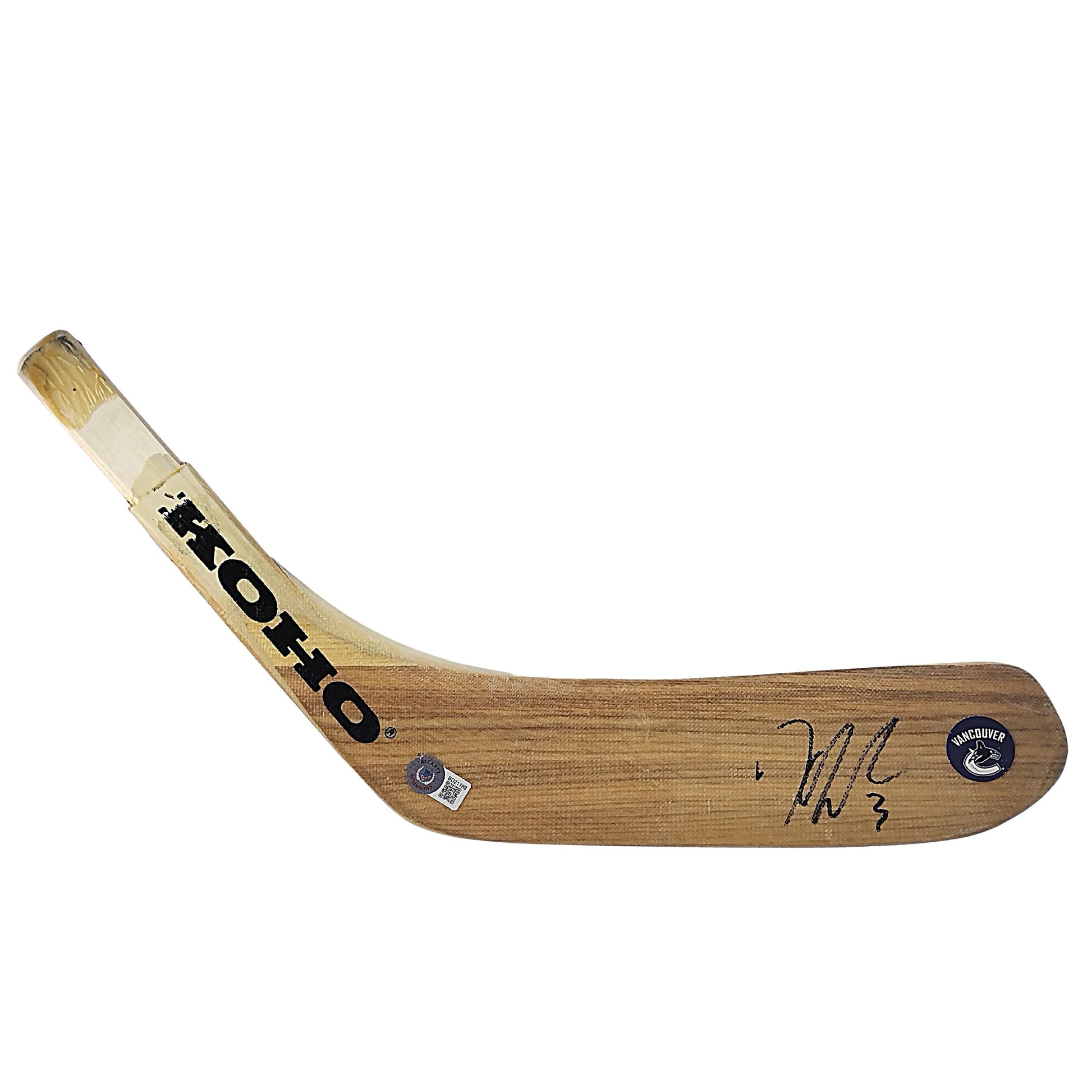 Hockey- Autographed- Kevin Bieksa Signed Vancouver Canucks Hockey Stick Blade Beckett Authentication 302