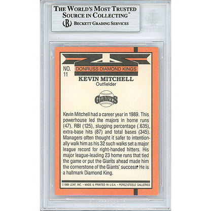 Baseballs- Autographed- Kevin Mitchell Signed San Francisco Giants 1990 Donruss Diamond Kings Baseball Card Beckett BAS Slabbed 00013191310 - 102