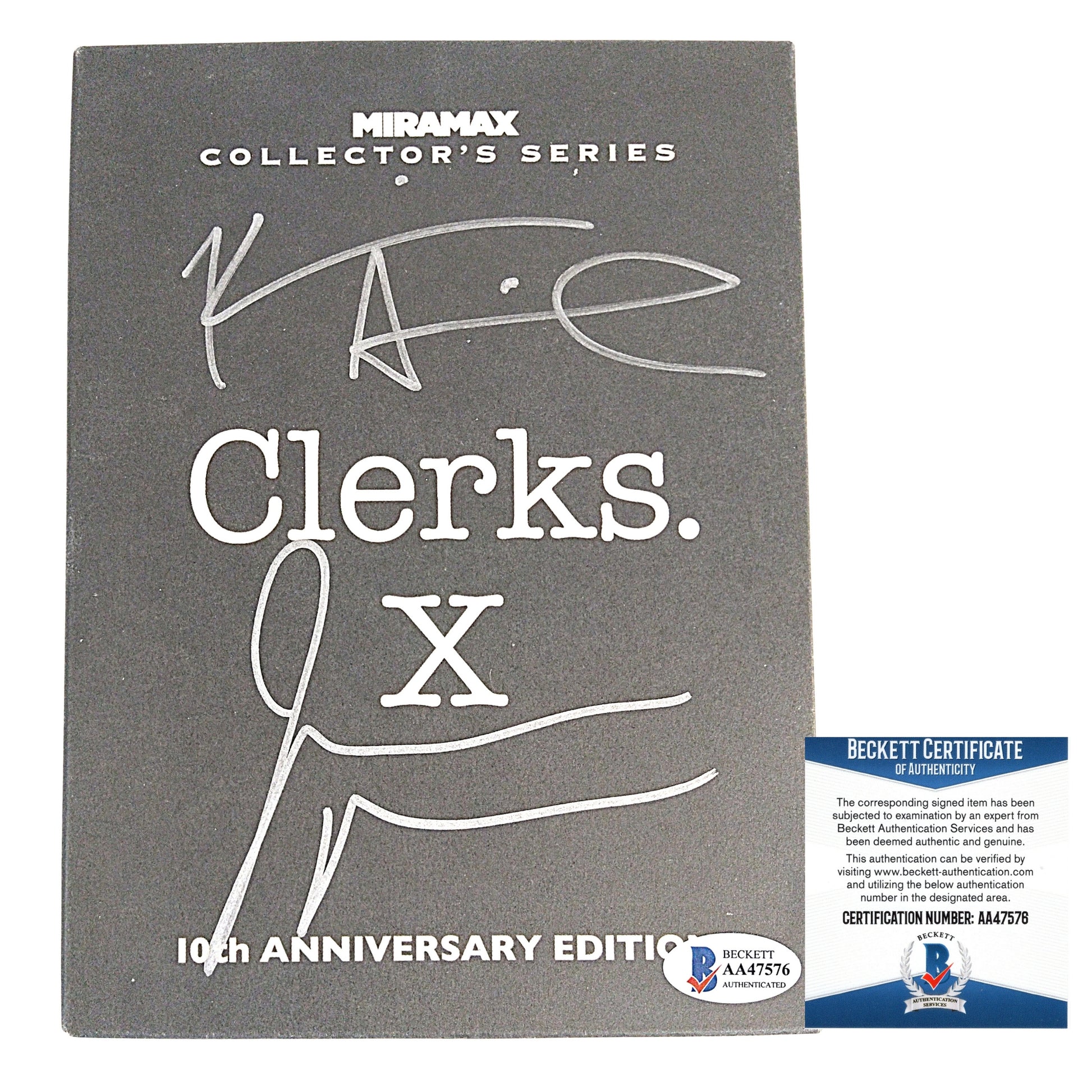 Hollywood- Autographed- Kevin Smith and Jay Mewes Duo Signed Clerks X 10th Anniversary Edition Collectors Series DVD Cover with Beckett BAS Authentication 101