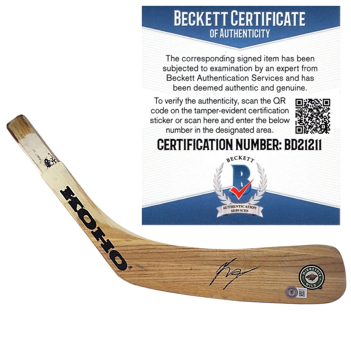 Hockey- Autographed- Kirill Kaprizov Signed Minnesota Wild Hockey Stick Blade Exact Proof Photo Beckett Authentication 101