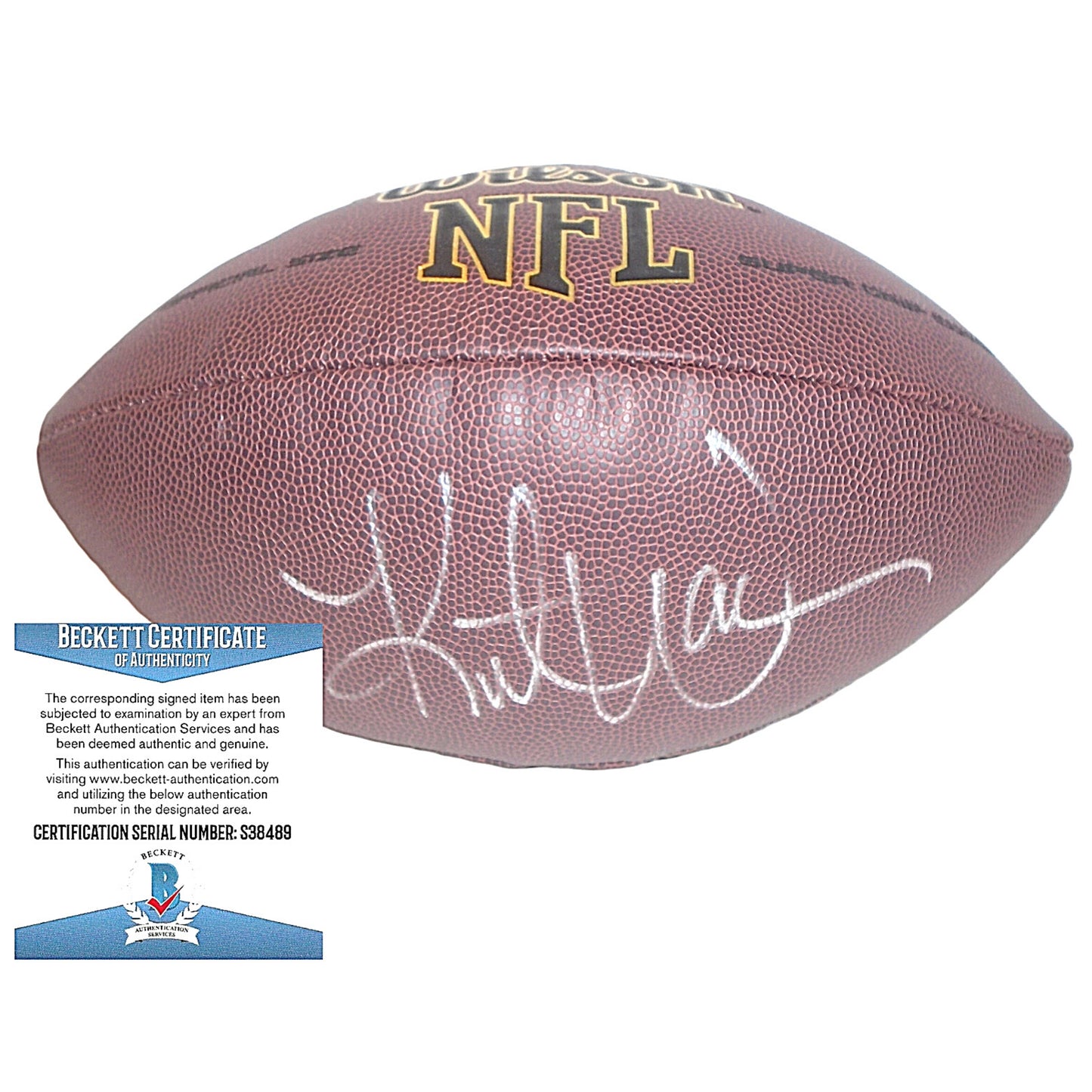 Football-Autographed - Kurt Warner Signed NFL Wilson Composite Football- Los Angeles Rams- Arizona Cardinals- New York Giants- Proof Photo - Beckett BAS 301