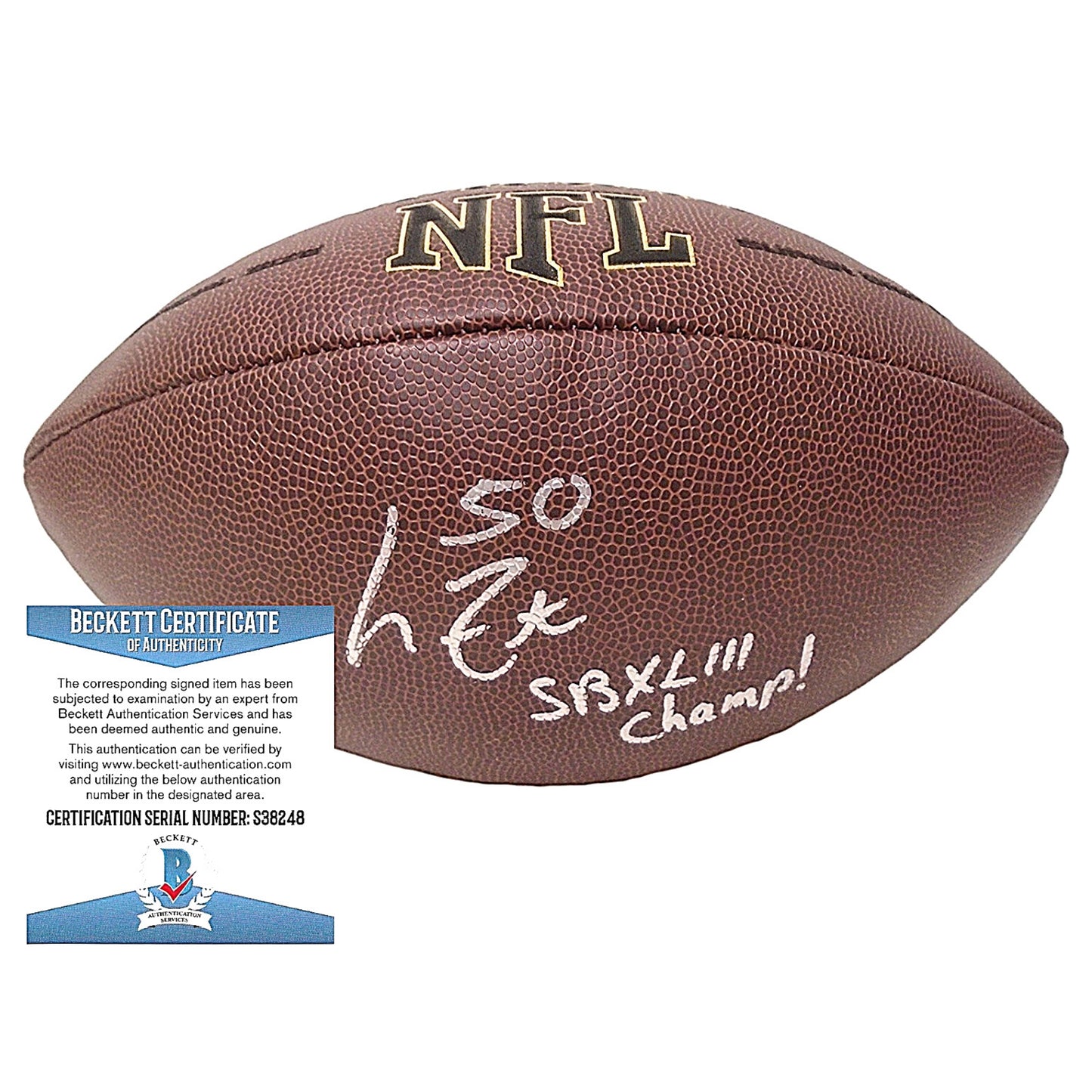 Footballs- Autographed- Larry Foote Signed NFL Wilson Composite Football - Pittsburgh Steelers - Proof Photo - Beckett BAS Authentication 101