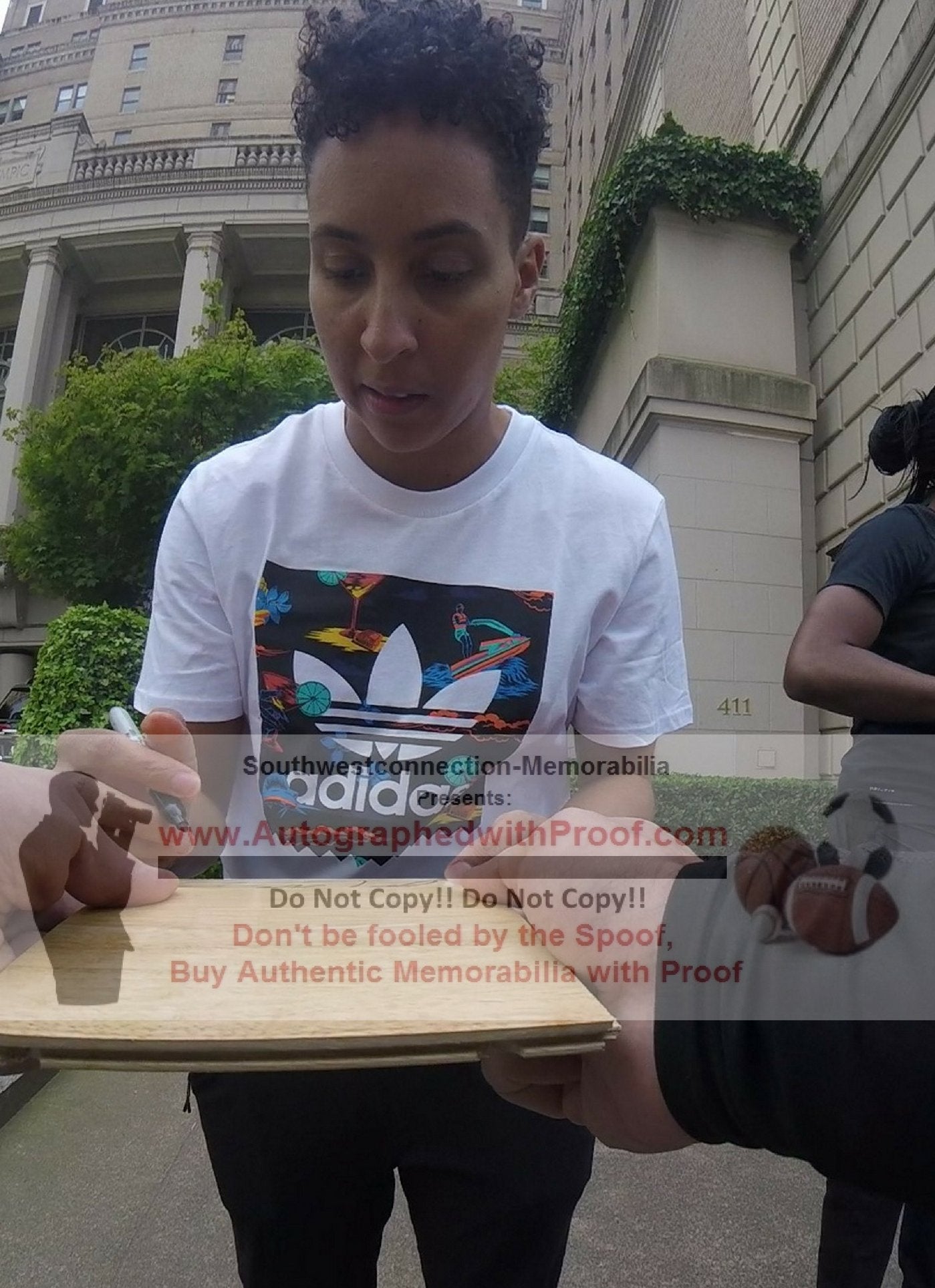 Layshia Clarendon signed basketball – signature close-up – Beckett COA