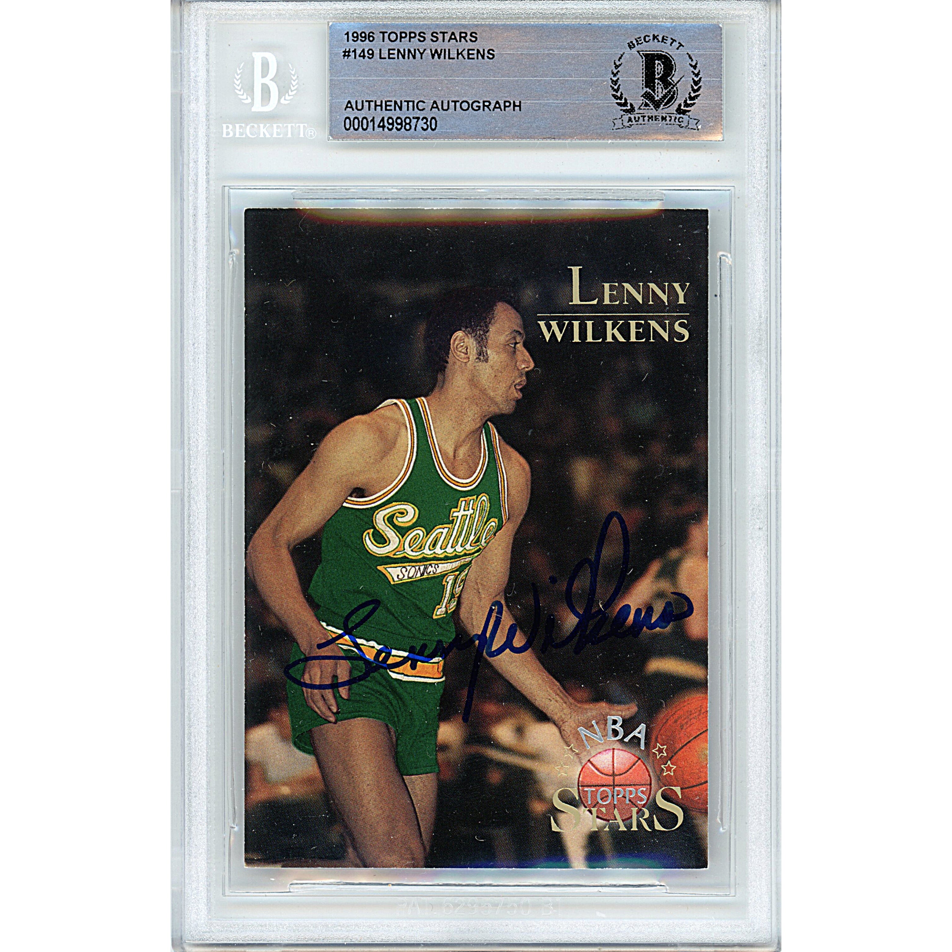 Lenny Wilkens autographed trading card – full view – Beckett COA