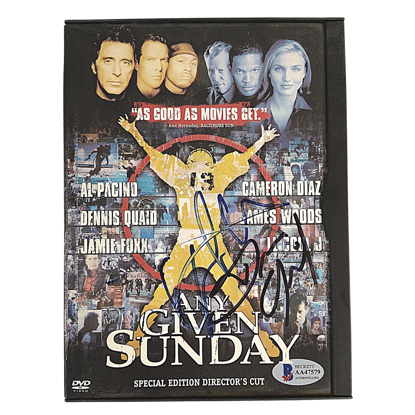 Hollywood- Autographed- LL Cool J and Dennis Quaid Signed Any Given Sunday DVD Movie Cover with Beckett BAS Authentication 102