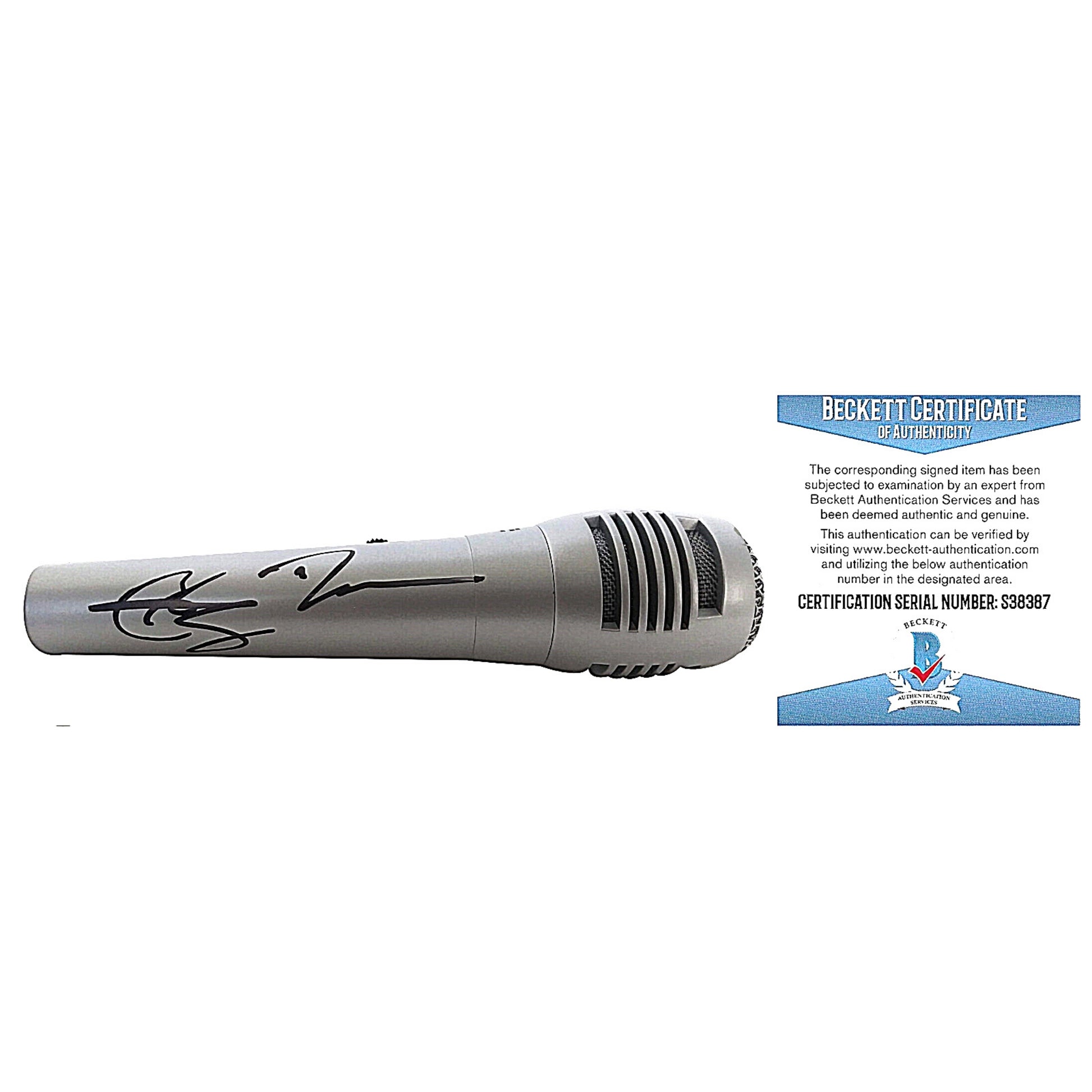 Microphones- Autographed- LoCash Chris Lucas Preston Brust Signed Full Size Microphone , Proof - Beckett BAS 201