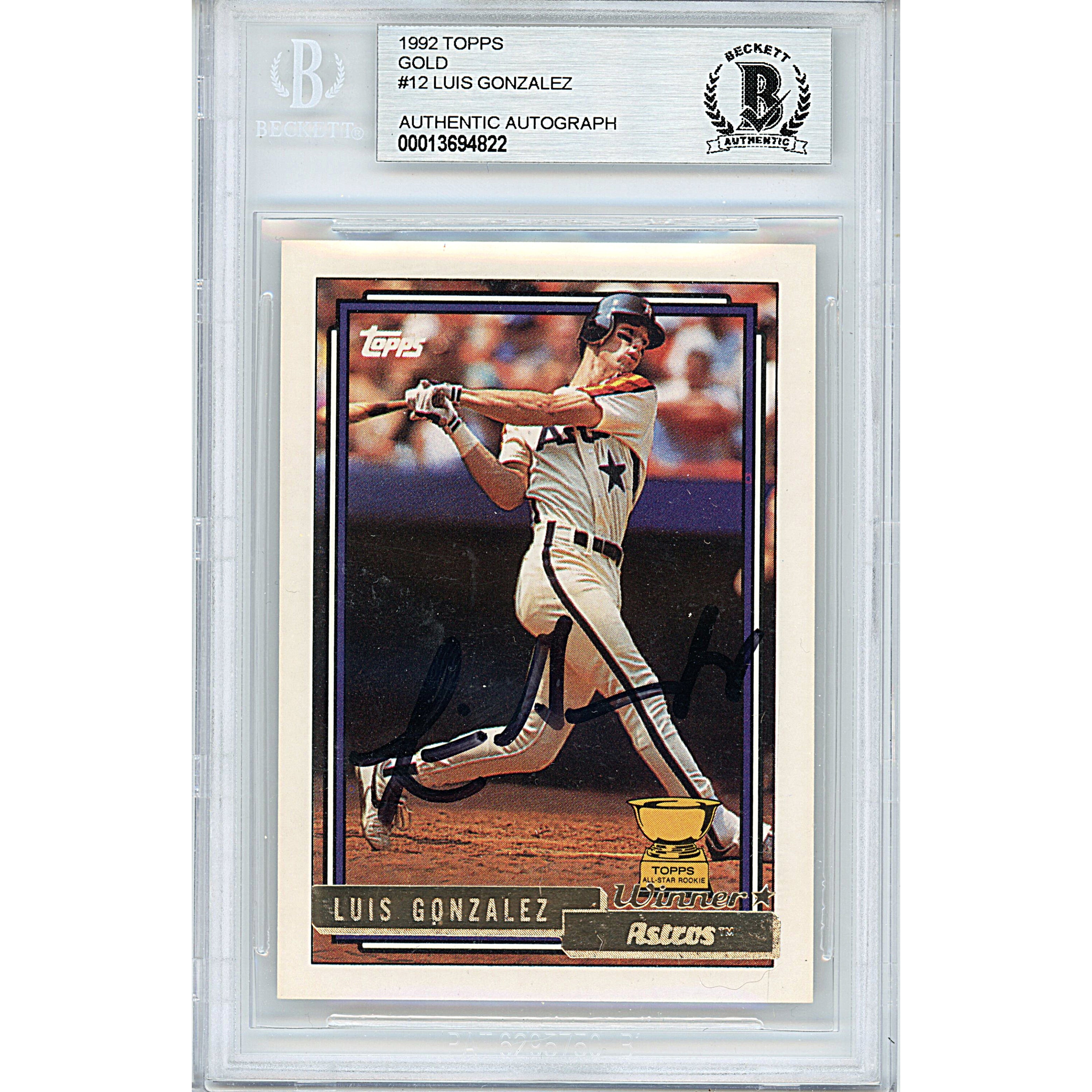 Luis Gonzalez autographed trading card – full view – Beckett COA