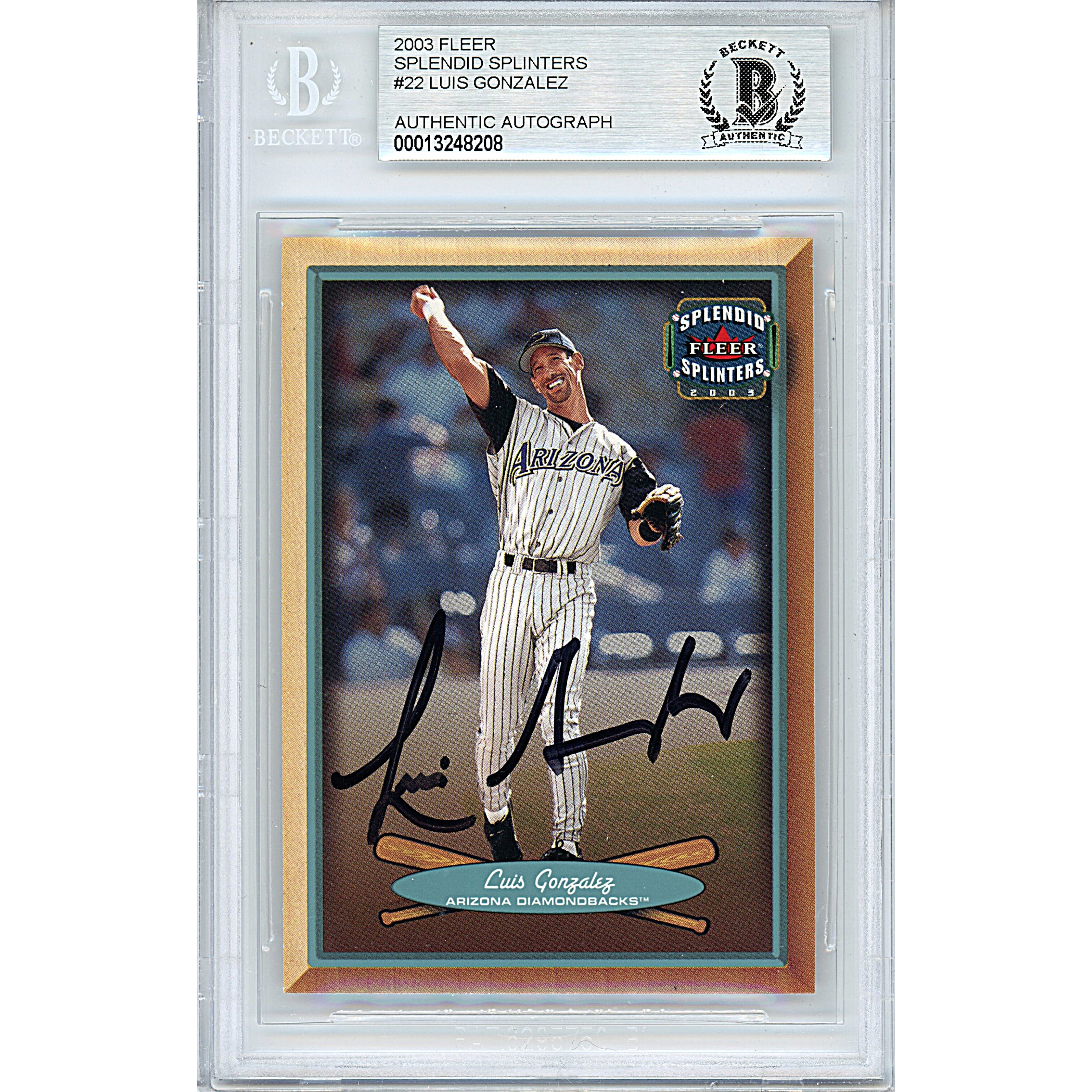 Luis Gonzalez autographed trading card – full view – Beckett COA
