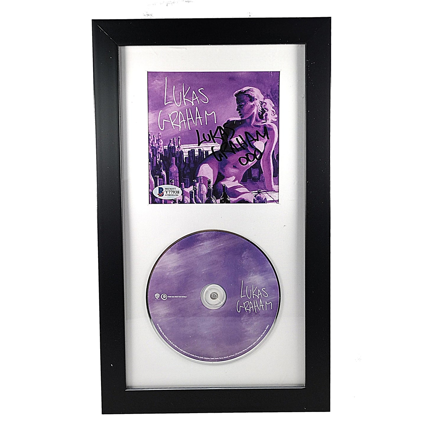 Music- Autographed- Lukas Graham Signed 3 The Purple Album Framed Compact Disc Cover with Disc- Beckett BAS Authentication - 202