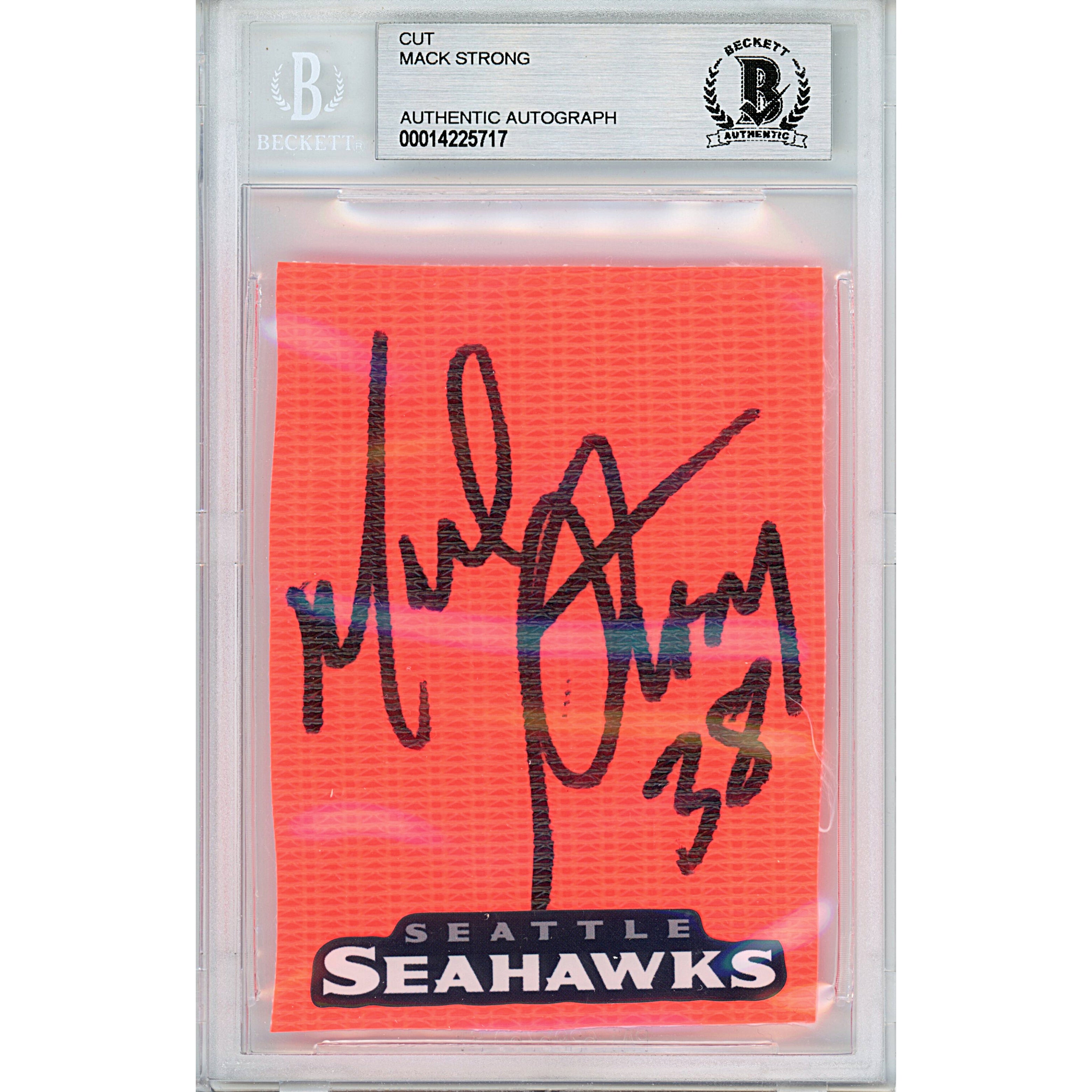 Mack Strong autographed trading card – full view – Beckett COA