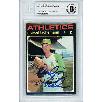 Baseballs- Autographed- Marcel Lachemann Signed Oakland Athletics A's 1971 Topps Baseball Card Beckett BAS Slabbed 00013191194 - 101