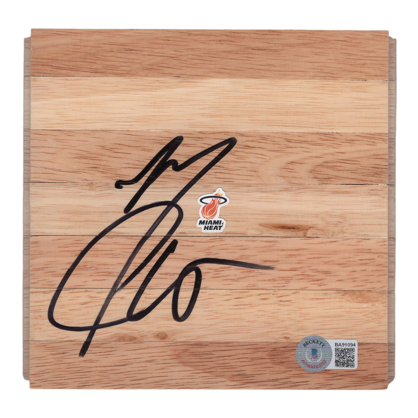 Basketballs- Autographed- Mario Chalmers Signed Miami Heat Floorboard Floor - Exact Proof - Beckett BAS Authentication 102