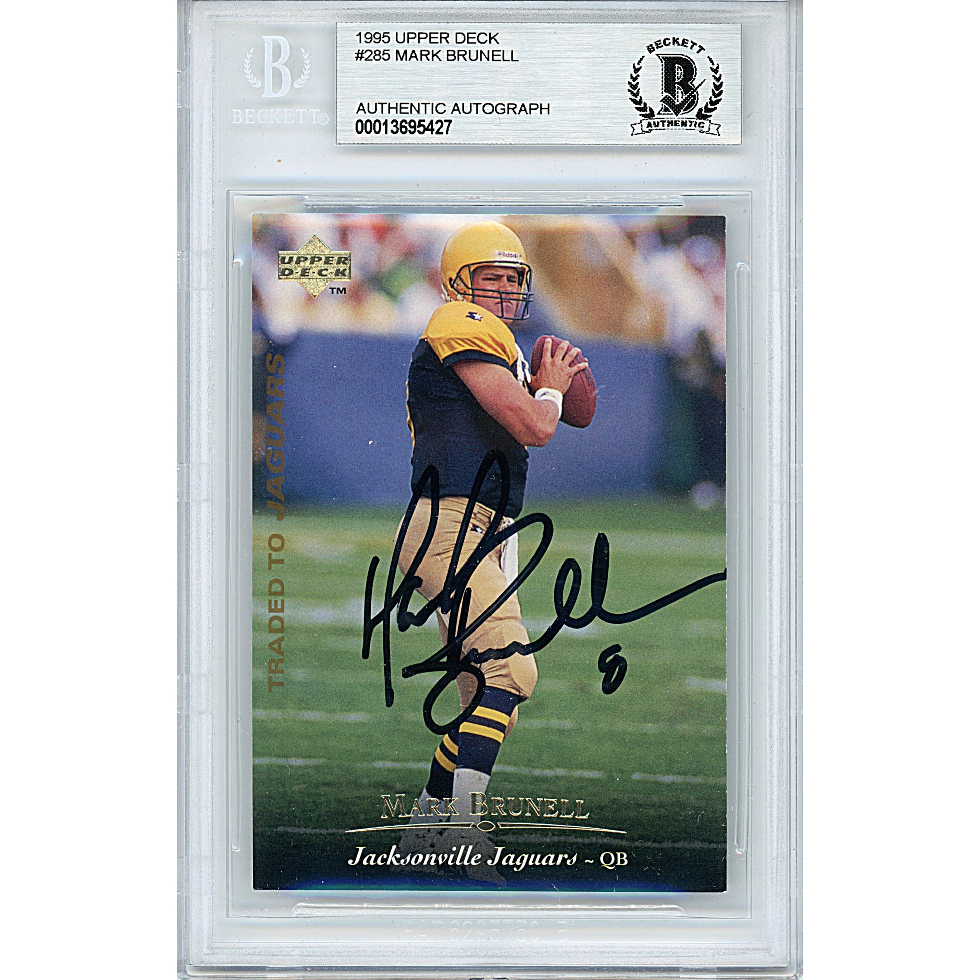 Football- Autographed- Mark Brunell Signed Green Bay Packers 1995 Upper Deck Football Card Beckett BAS Slabbed 00013695427 - 101
