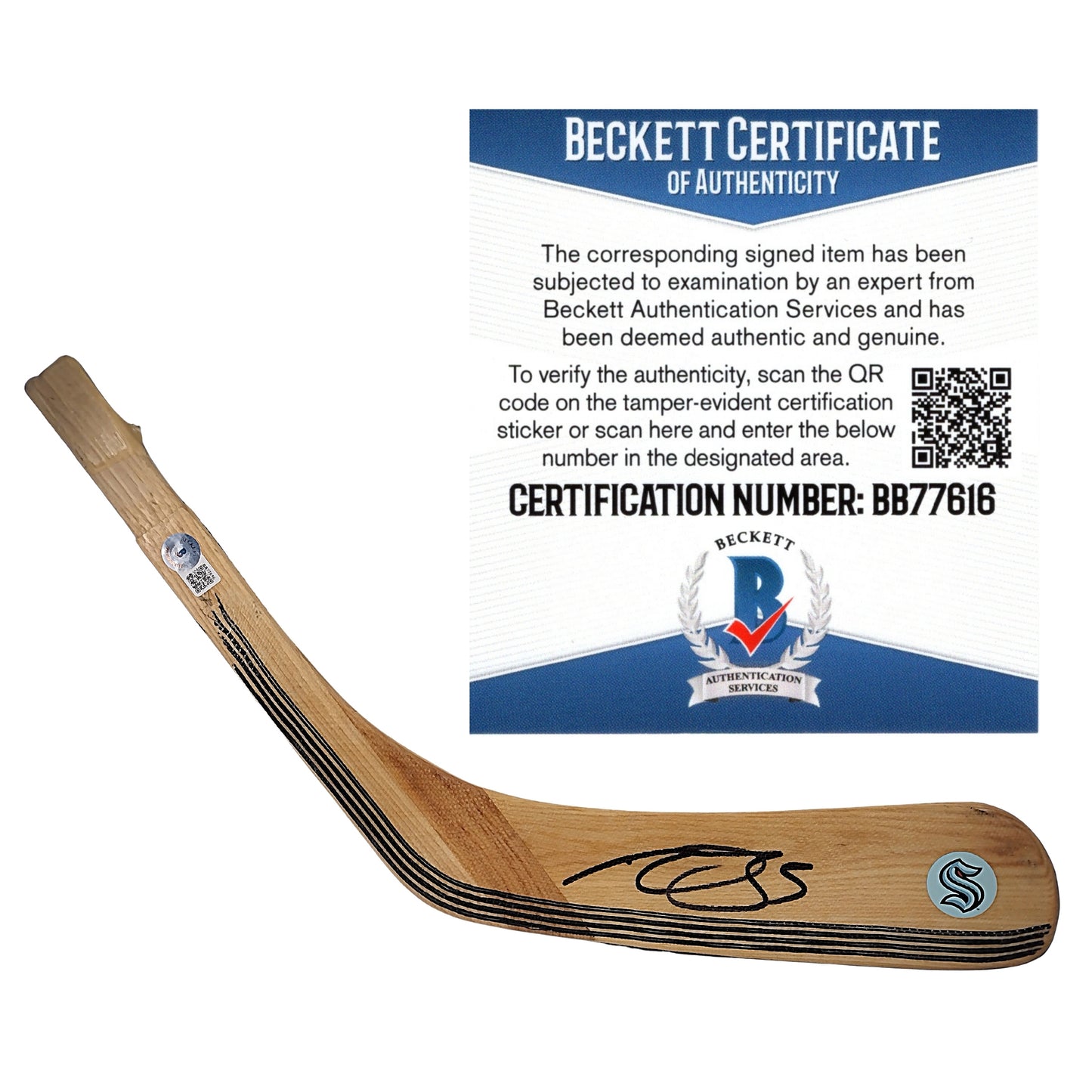 Hockey- Autographed- Mark Giordano Signed Seattle Kraken Ice Hockey Stick Blade Beckett Authenticated 201