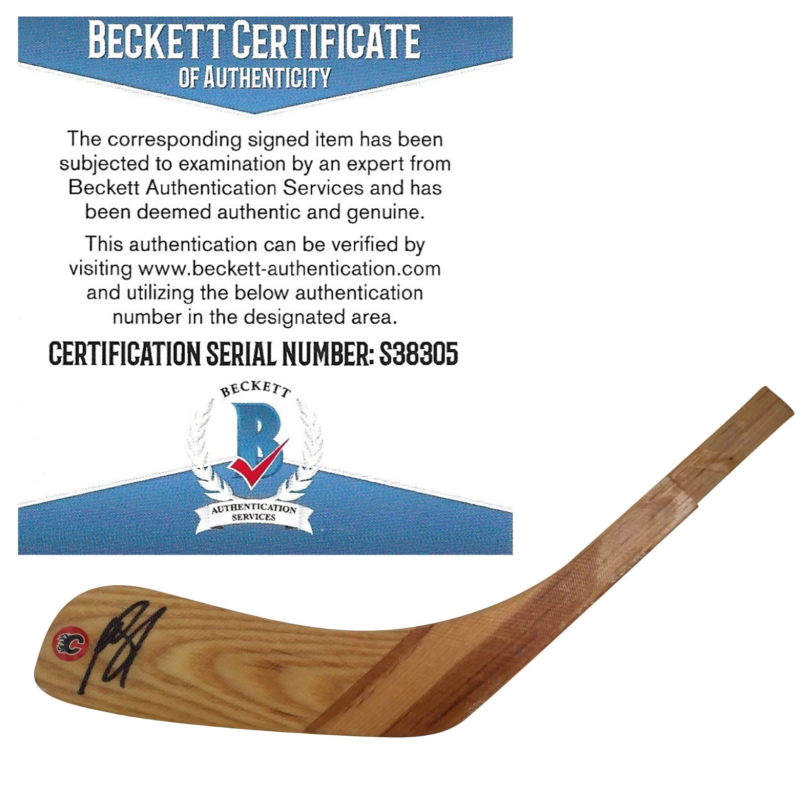 Hockey Stick Blades- Autographed- Mark Jankowski Signed Calgary Flames Logo Hockey Stick Blade Proof Photo - Beckett BAS 301