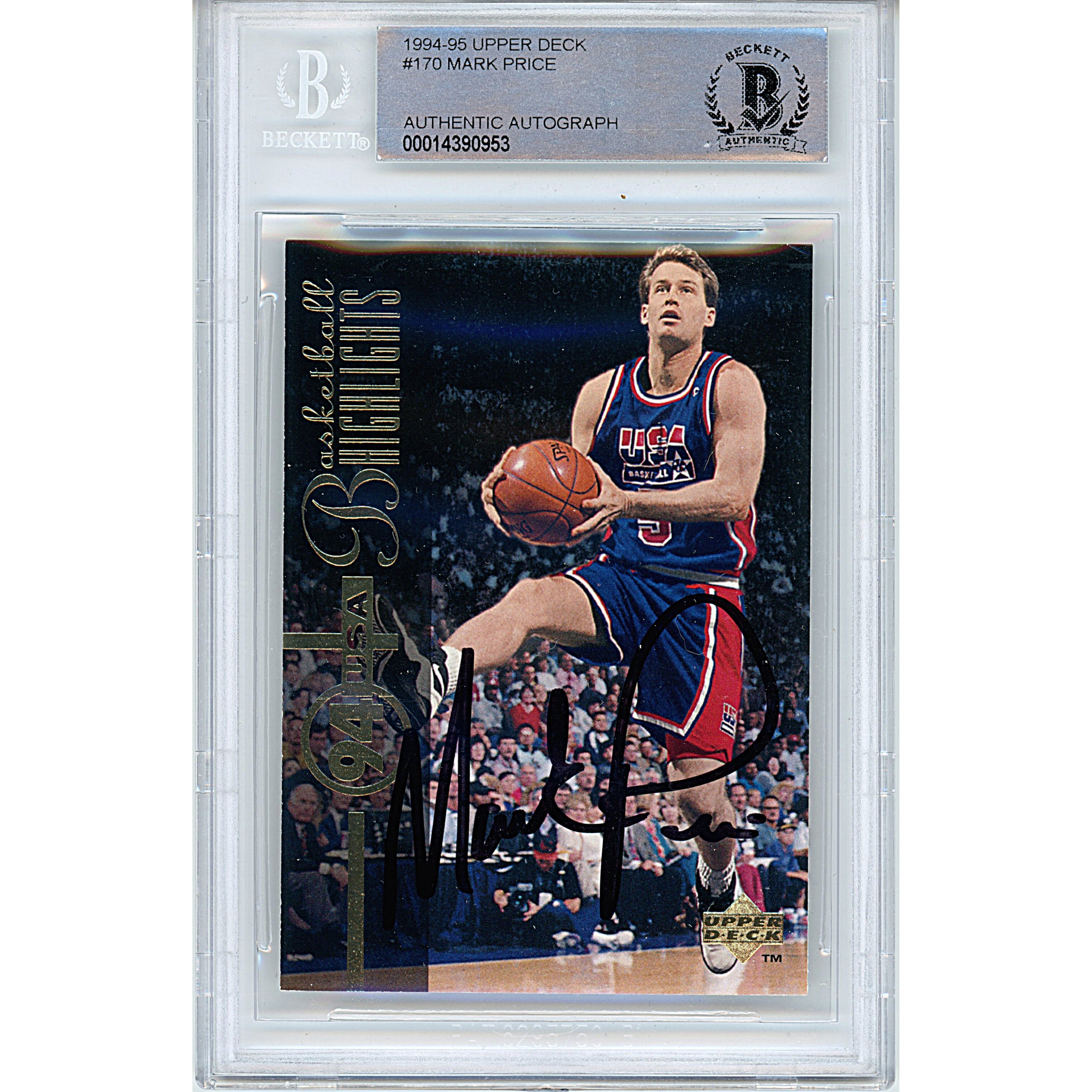 Mark Price autographed trading card – full view – Beckett COA