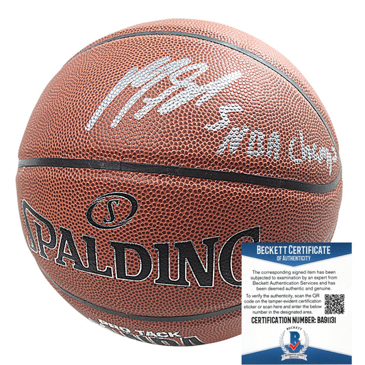 Basketballs- Autographed- Marreese Mo Speights Signed NBA Basketball with NBA Champs Inscription - Golden State Warriors - Exact Proof - Beckett BAS Authentication 101