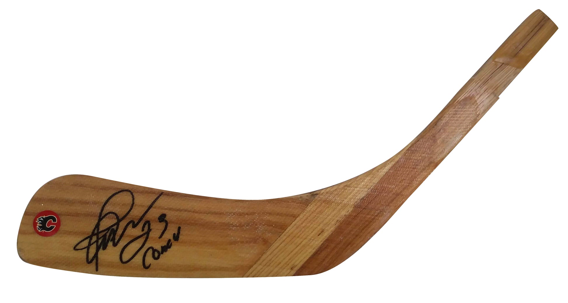 Hockey Stick Blades- Autographed- Martin Gelinas Signed Calgary Flames Logo Hockey Stick Blade Proof Photo - Beckett BAS- 202