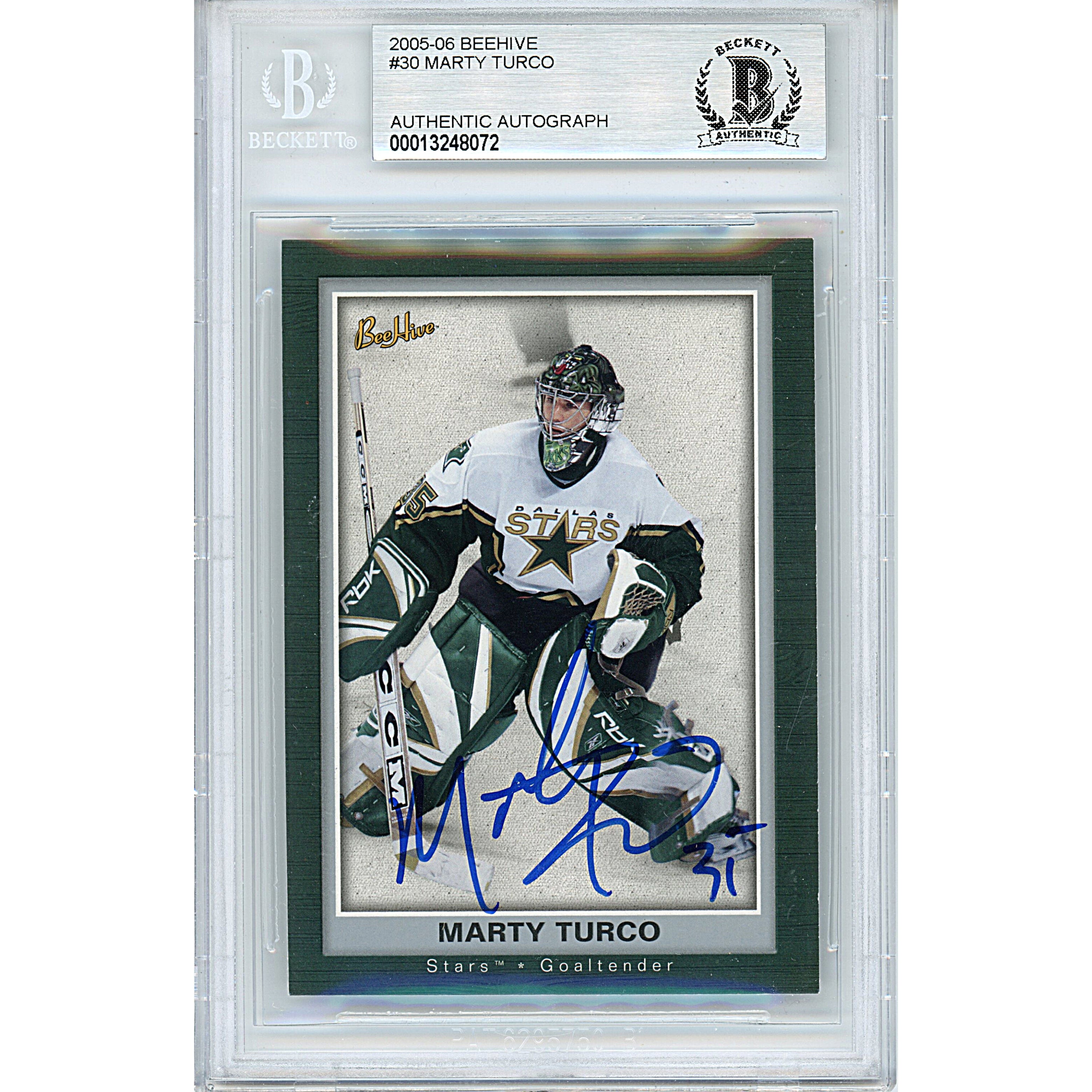 Marty Turco autographed trading card – full view – Beckett COA
