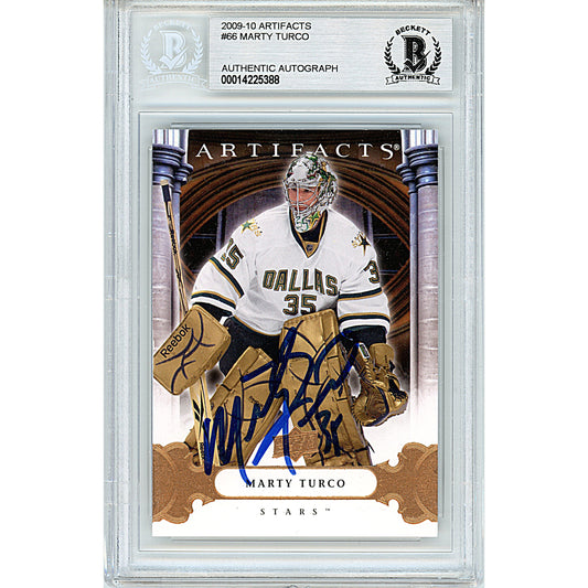 Hockey- Autographed- Marty Turco Signed Dallas Stars 2009-2010 Upper Deck Artifacts Hockey Card Beckett BAS Slabbed 00014225388 - 101