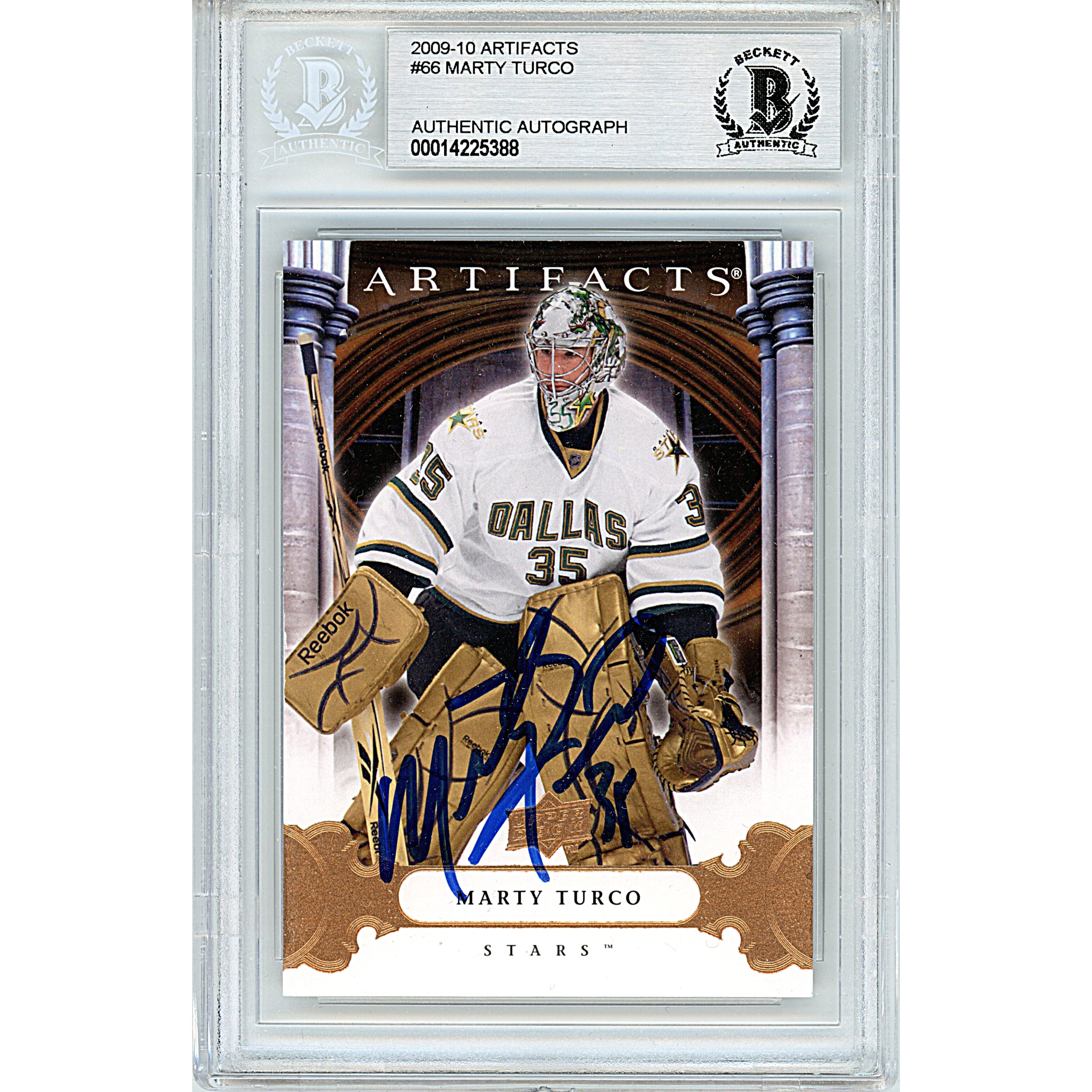 Marty Turco autographed trading card – full view – Beckett COA