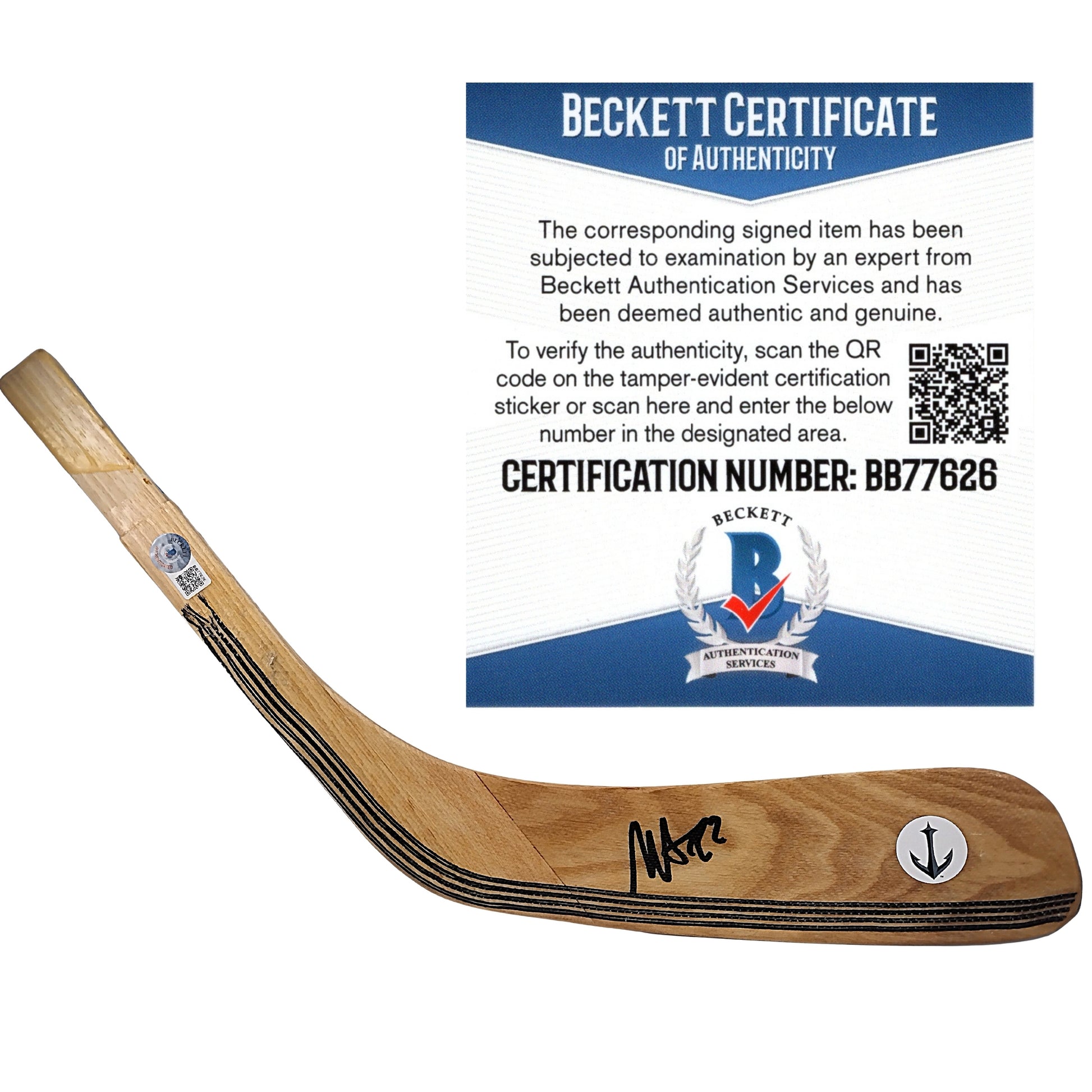 Hockey- Autographed- Mason Appleton Signed Seattle Kraken Hockey Stick Blade Beckett Authentication 101