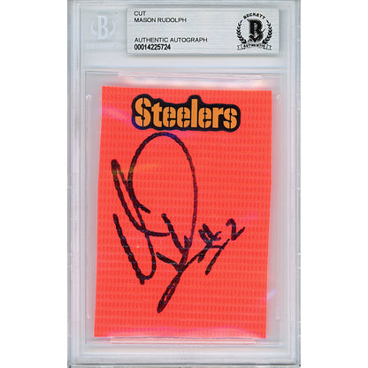 Footballs- Autographed- Mason Rudolph Signed Pittsburgh Steelers Football End Zone Pylon Piece Beckett BAS Slabbed 00014225724 - 101