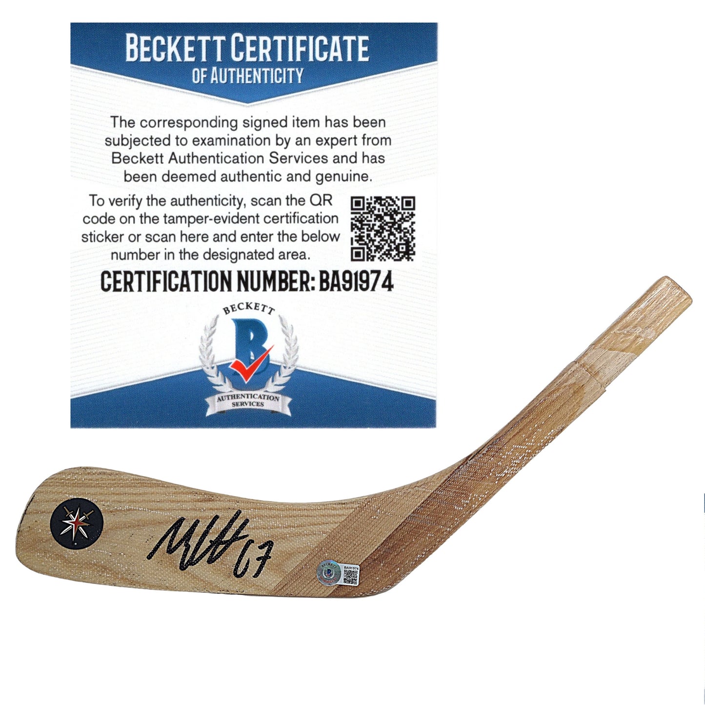Hockey- Autographed- Max Pacioretty Signed Vegas Golden Knights Hockey Stick Blade Beckett BAS Authentication 102