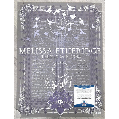 Music- Autographed- Melissa Etheridge Signed This Is M.E. Melissa Etheridge 2014 Concert Tour 18x24 Inch Poster Beckett Authentication 101