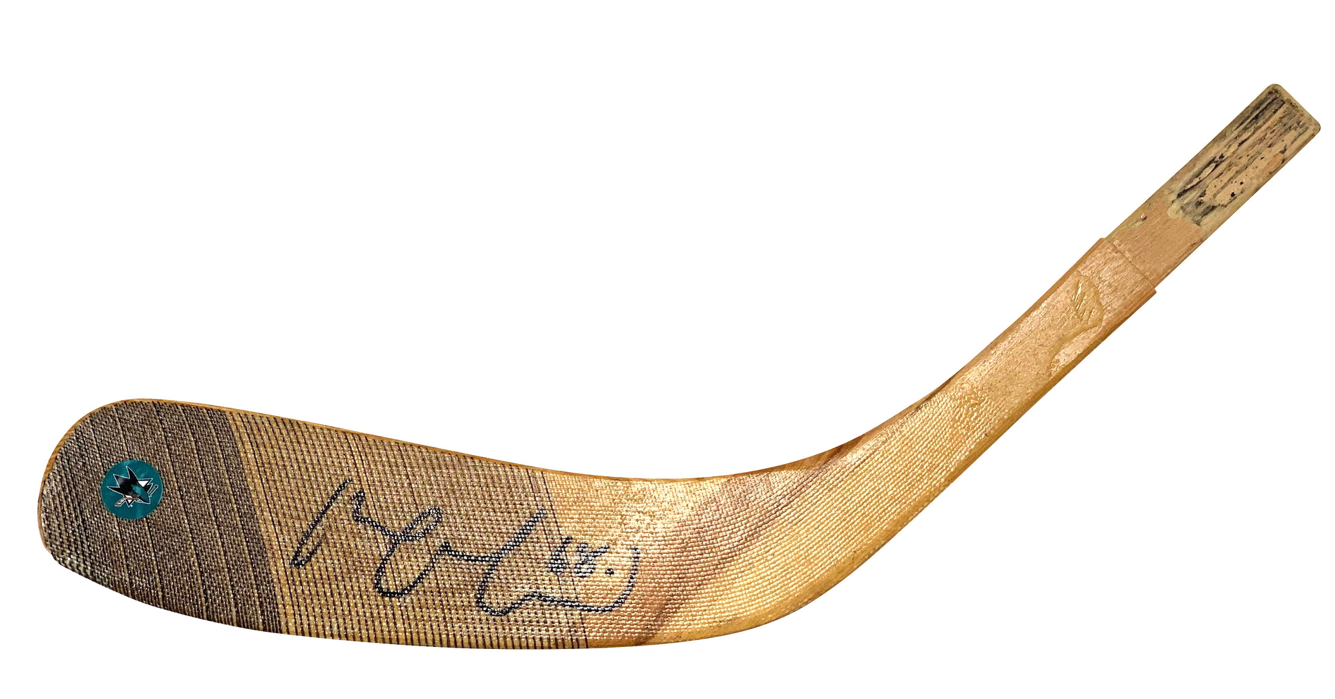 Hockey Stick Blades- Autographed- Melker Karlsson Signed San Jose Sharks Logo Hockey Stick Blade Proof Photo Beckett BAS 102