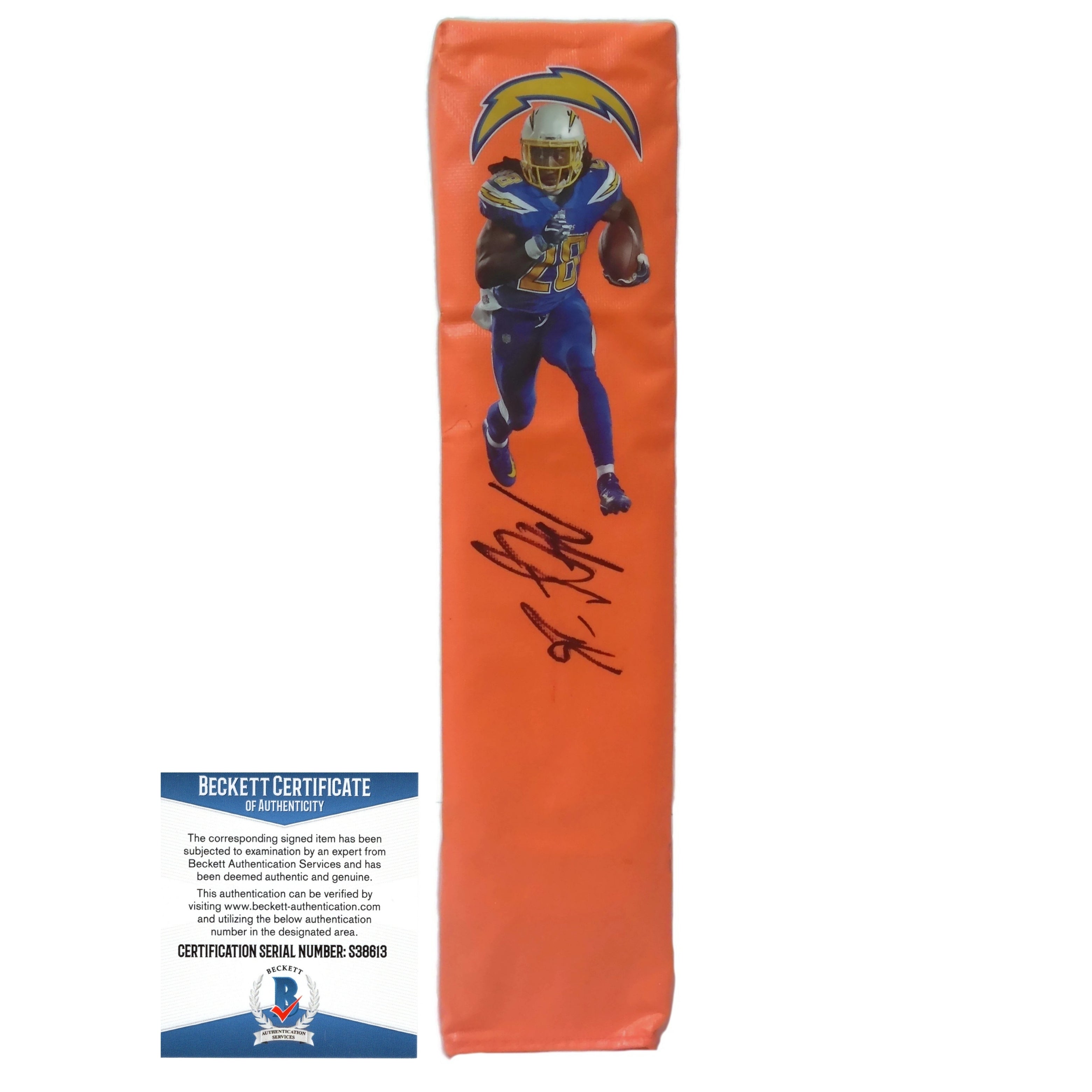 Melvin Gordon autographed football – full view – Beckett COA