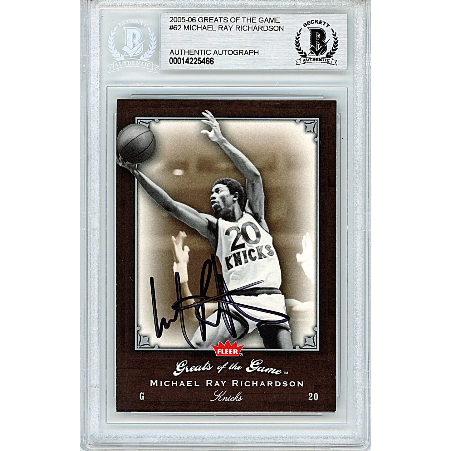 Basketballs- Autographed- Michael Ray Richardson Signed New York Knicks 2005-2006 Fleer Greats of the Game Basketball Card Beckett BAS Slabbed 00014225466 - 101