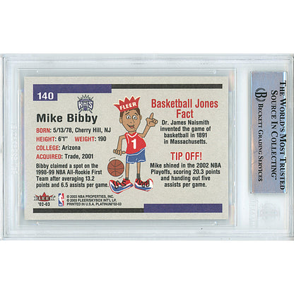 Basketball- Autographed- Mike Bibby Signed Sacramento Kings 2002-2003 Fleer Platinum Trading Card Beckett Authentication Slabbed 00014998799 - 102