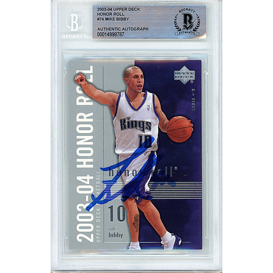 Basketballs- Autographed- Mike Bibby Signed Sacramento Kings 2003-2004 Upper Deck Honor Roll Basketball Card Beckett Authentication Slabbed 00014998787 - 101