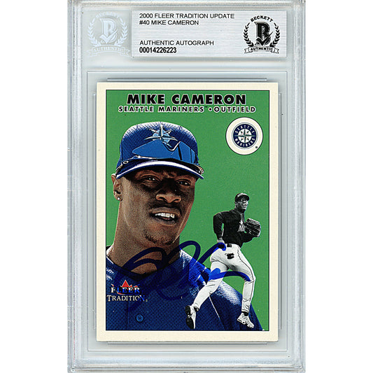 Baseballs- Autographed- Mike Cameron Signed Seattle Mariners 2000 Fleer Tradition Update Baseball Card Beckett BAS Slabbed 00014226223 - 101