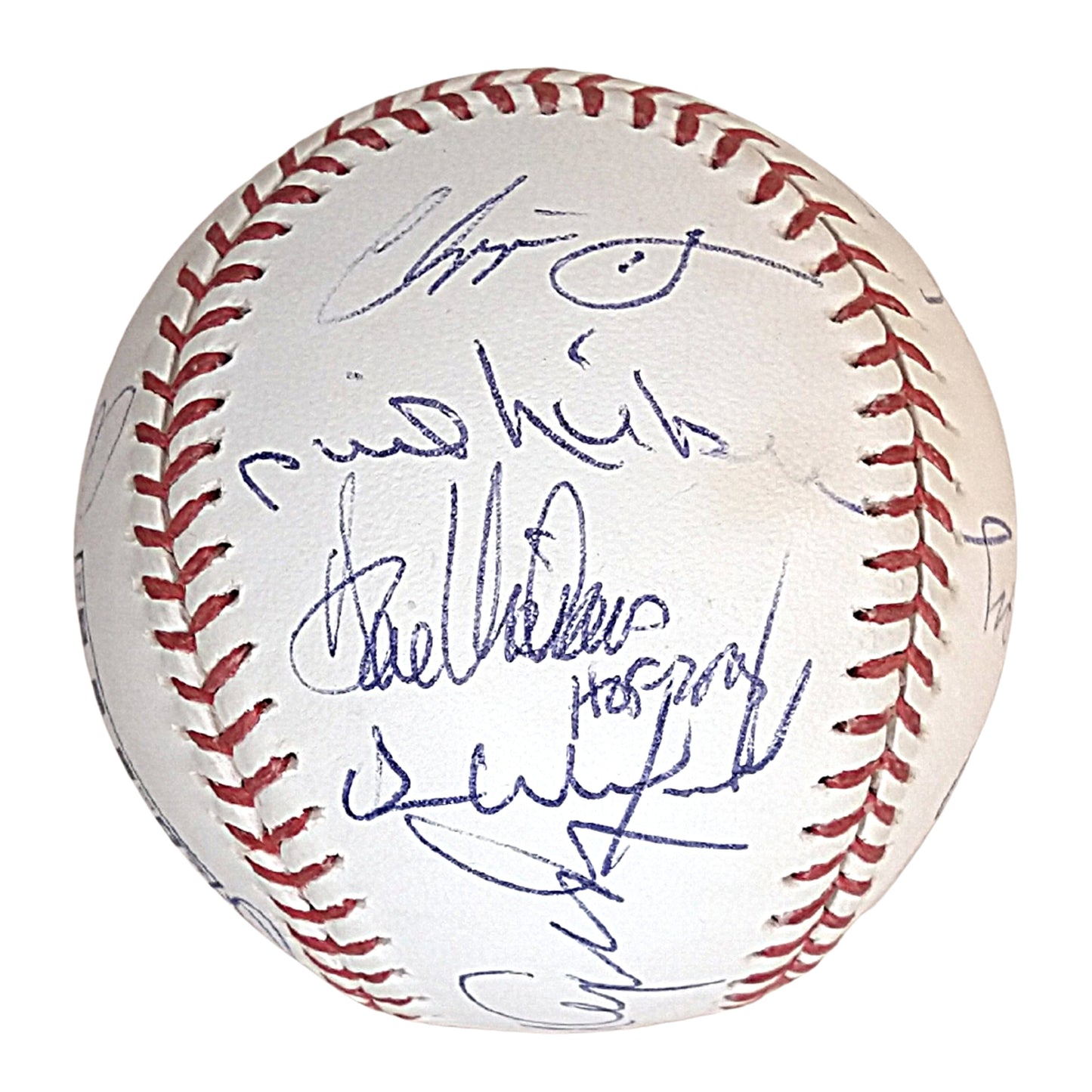 Baseballs- Autographed- Baseball Hall of Fame Multi Signed Cooperstown HOF Logo ROMLB Baseball 17 Sigs- Exact Proof Photos- Beckett BAS Authentication LOA 104
